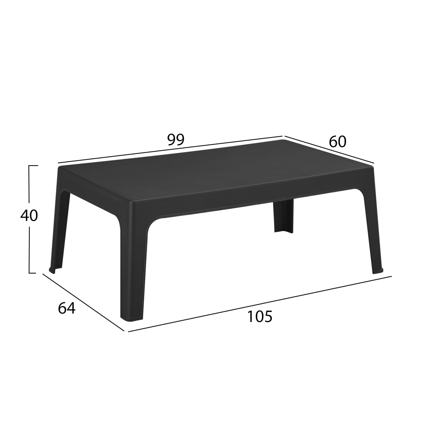 Комплект за отдих 4 части SLEEK черен полипропилен