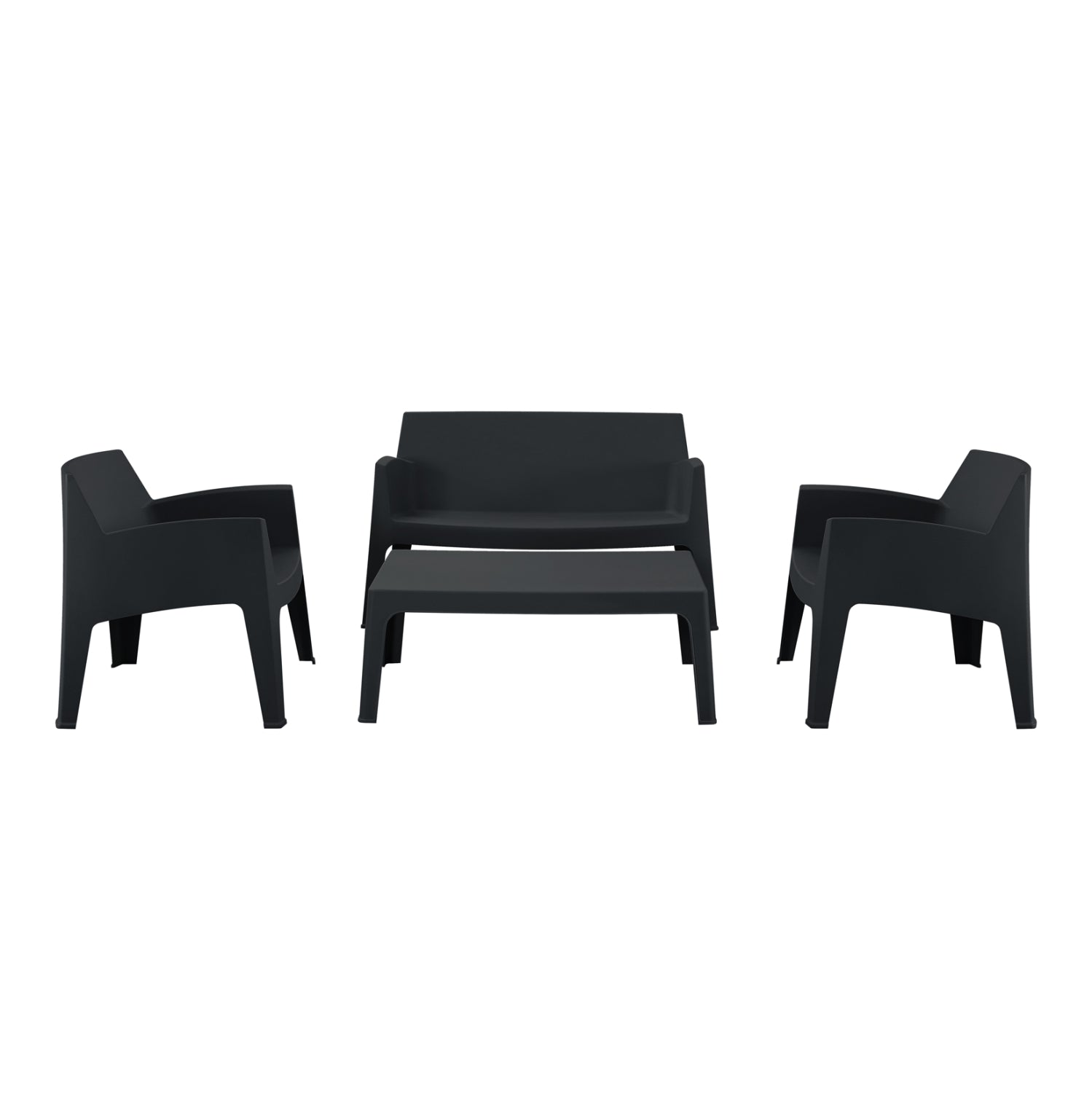 Комплект за отдих 4 части SLEEK черен полипропилен