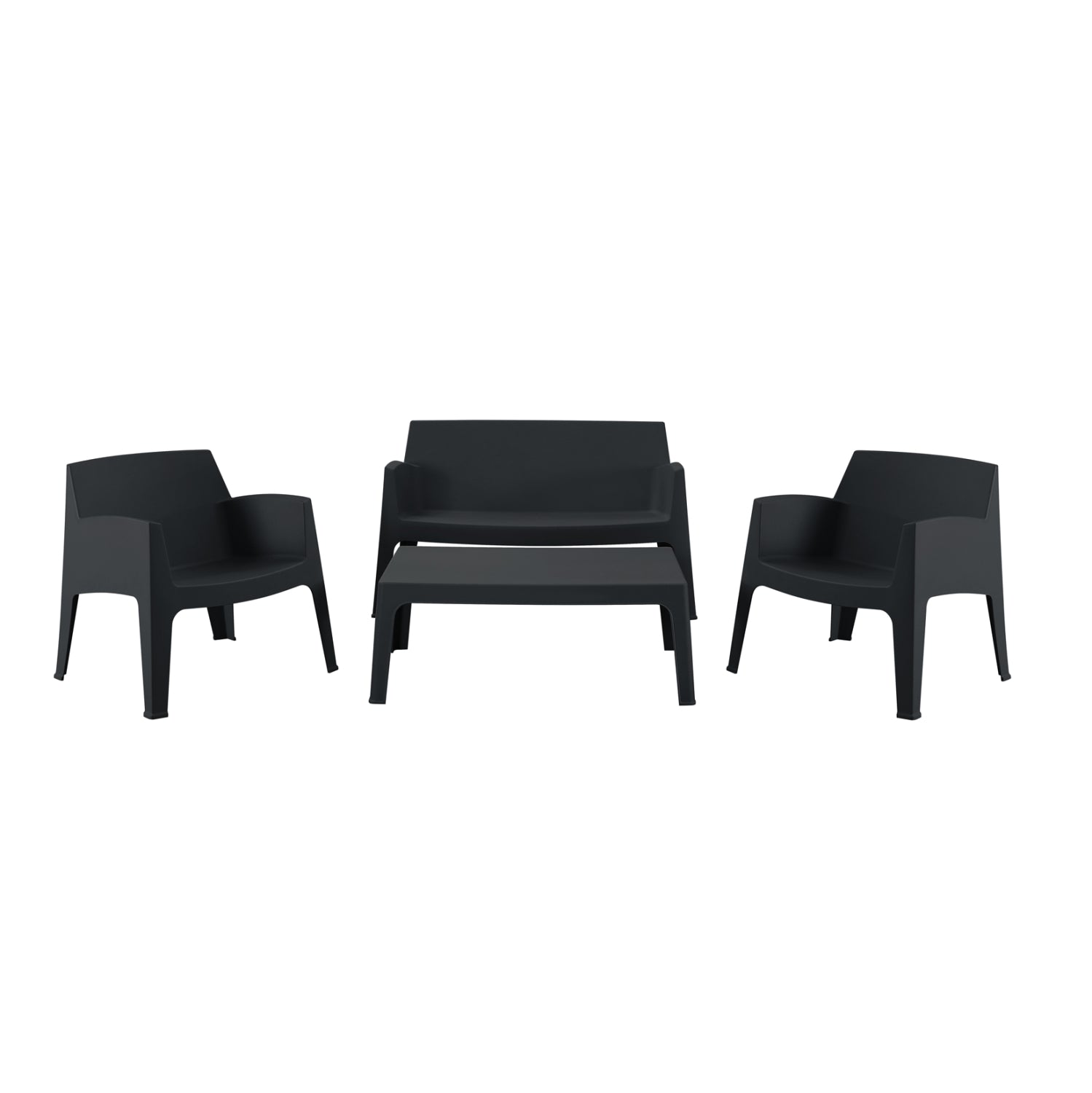 Комплект за отдих 4 части SLEEK черен полипропилен