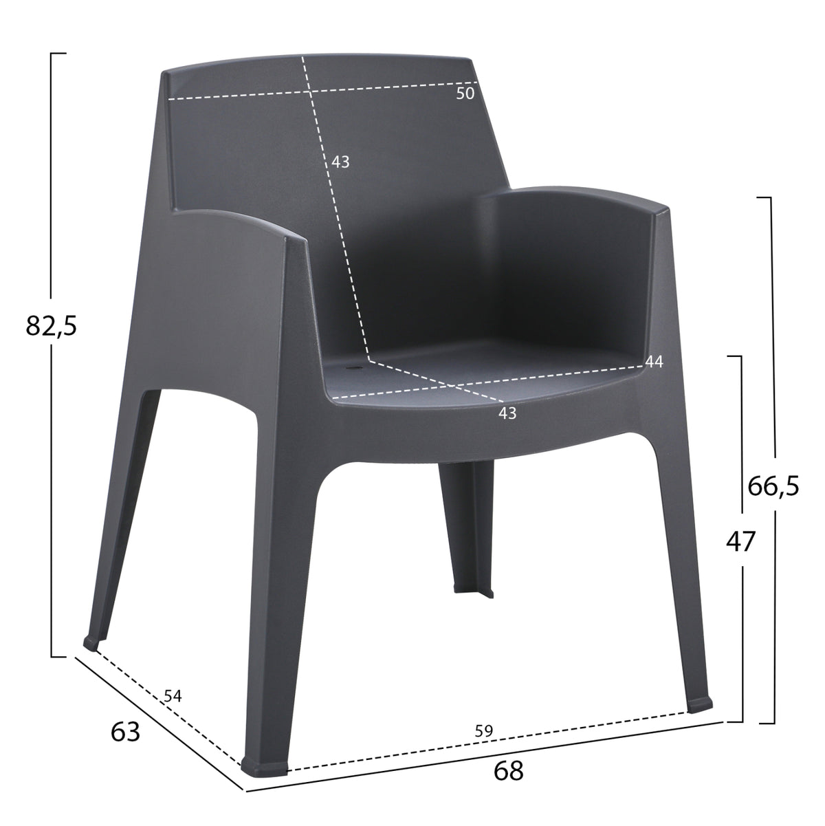 Комплект за отдих 4 части SLEEK сив полипропилен