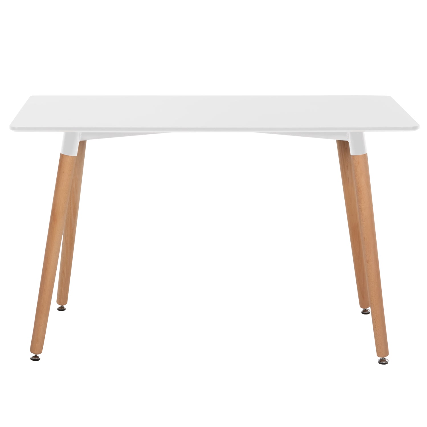 Трапезен комплект 5 части MINIMAL бял MDF плот - бежови текстилни столове