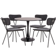 Трапезен комплект 5 части BROLIN MDF плот и метал в черно – тъмносив плат