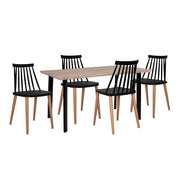 Комплект трапезна маса 5 части с черни столове Vanessa 110x70x75,5 см