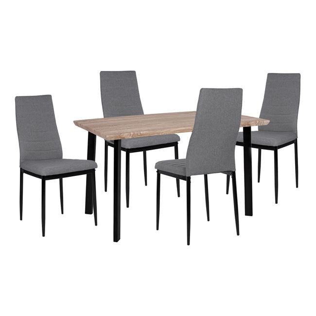Комплект трапезна маса 5 части с плот Sonoma & 4 сиви стола 110x70x75,5 см