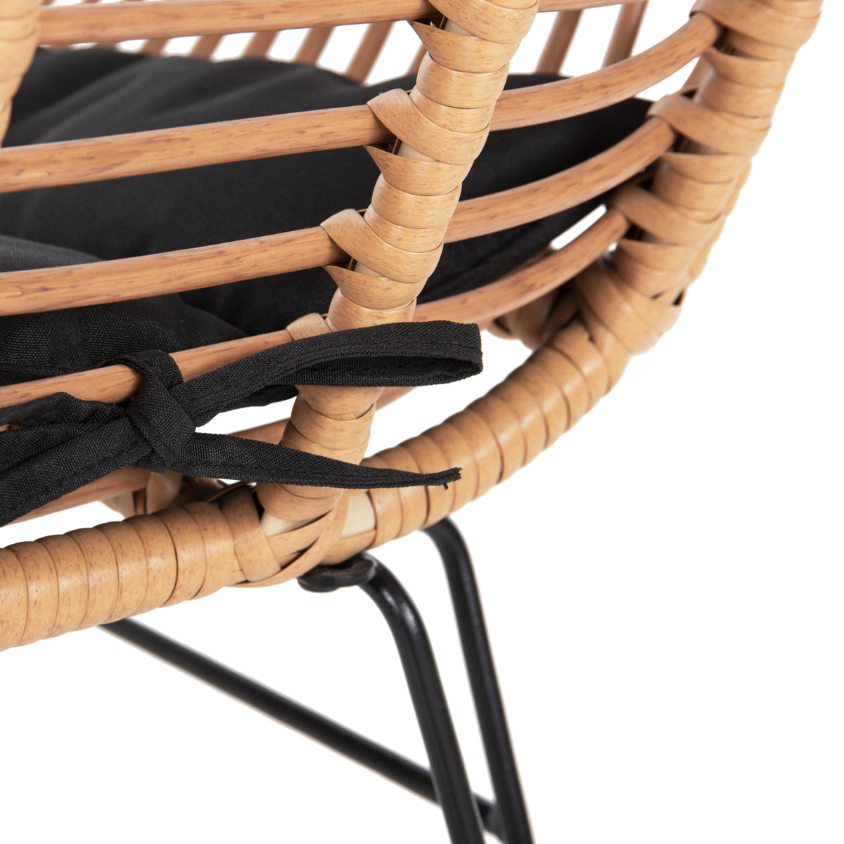 Градински трапезен комплект 7 части ALLEGRA ратан в бежово-метал в черно