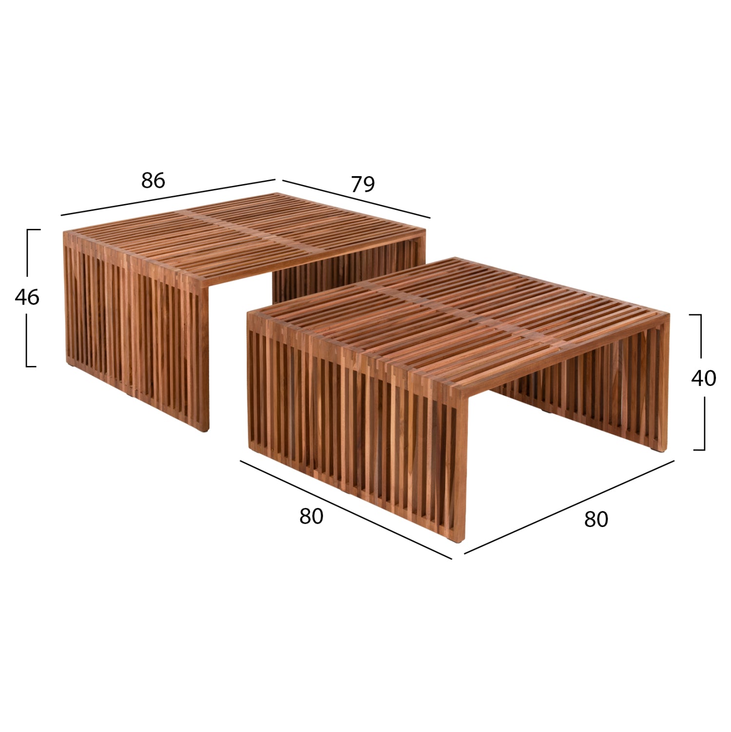 КОМПЛЕКТ 2 КАФЕНЕТА NYA ОТ ТИКОВА ДЪРВО В ЕСТЕСТВЕН ЦВЯТ 86x79x46Hсм.