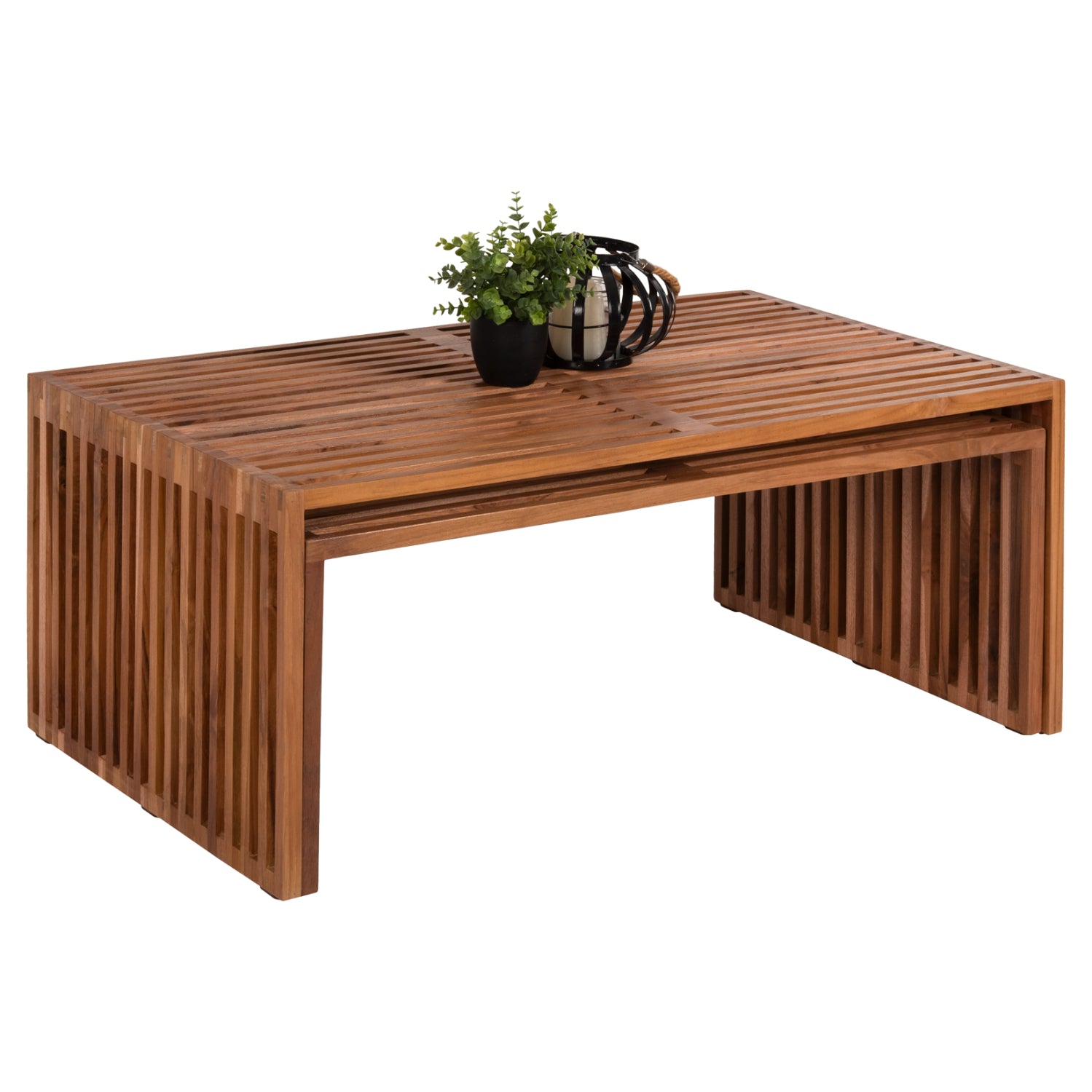 Комплект холни маси 2 бр. NYA тиково дърво в естествен цвят 116x60x46,5Hсм.