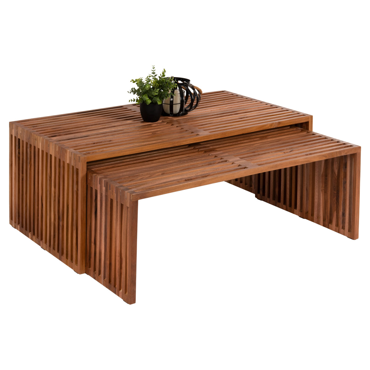 Комплект холни маси 2 бр. NYA тиково дърво в естествен цвят 116x60x46,5Hсм.