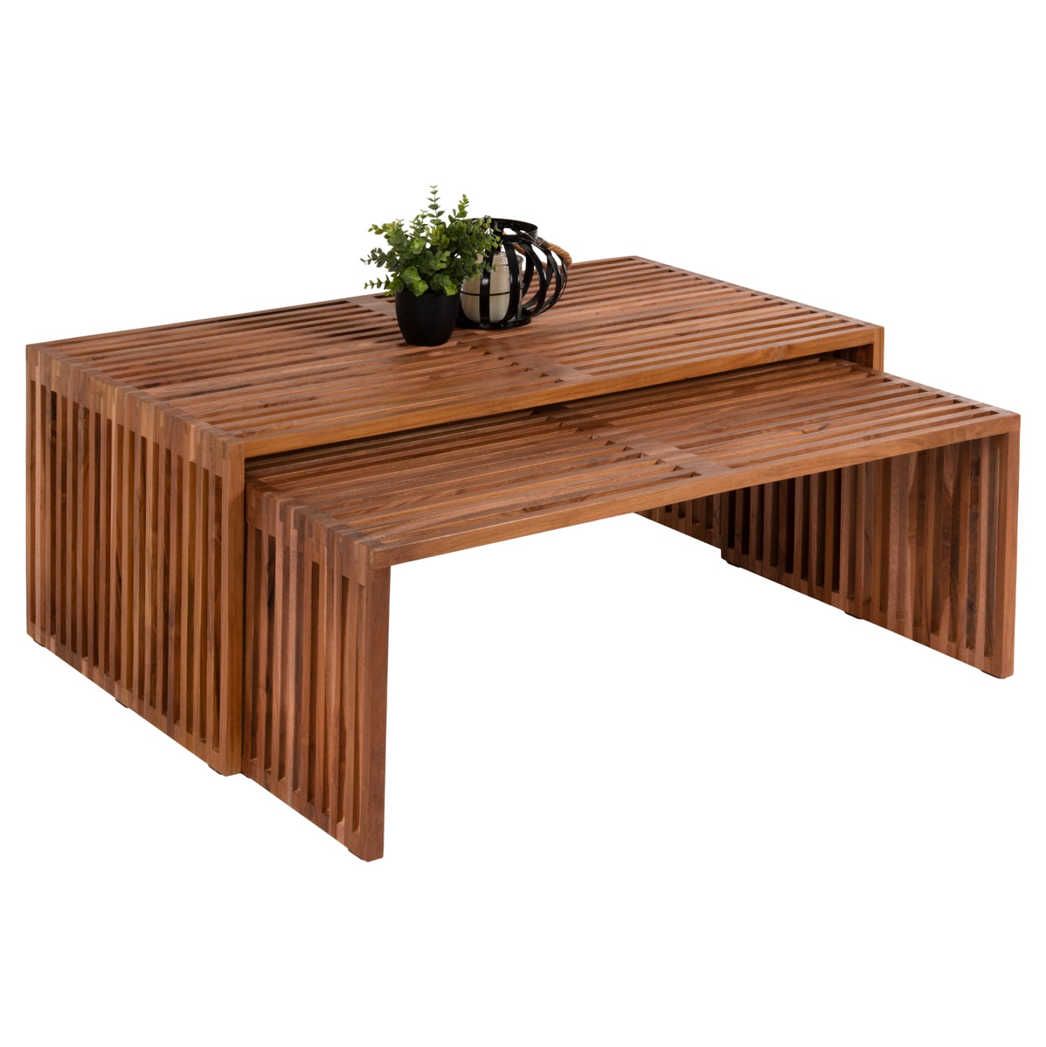 Комплект холни маси 2 бр. NYA тиково дърво в естествен цвят 116x60x46,5Hсм.