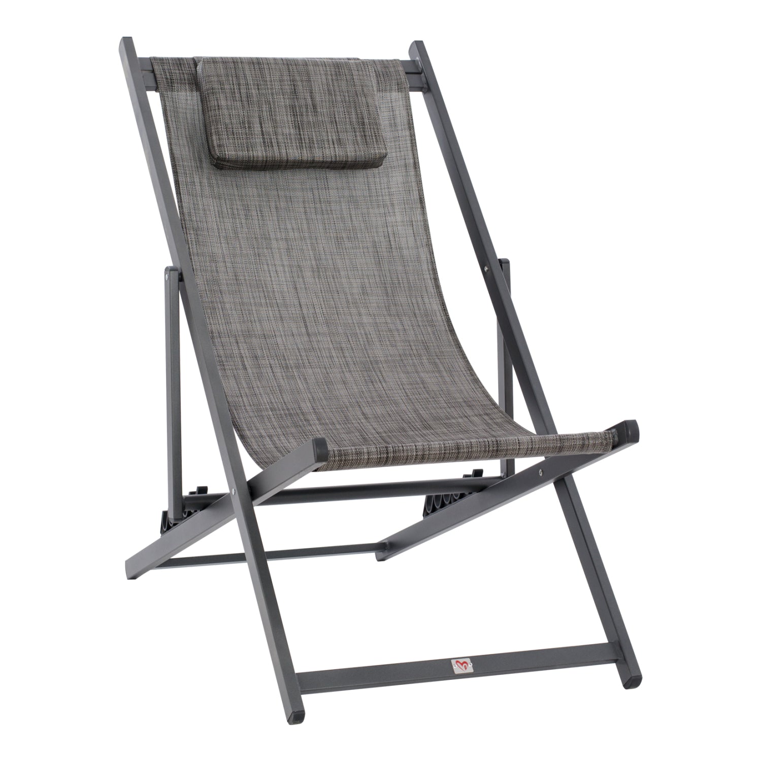 Професионален шезлонг KEA алуминий и текстилен в сив цвят 59,5x102,5x94см