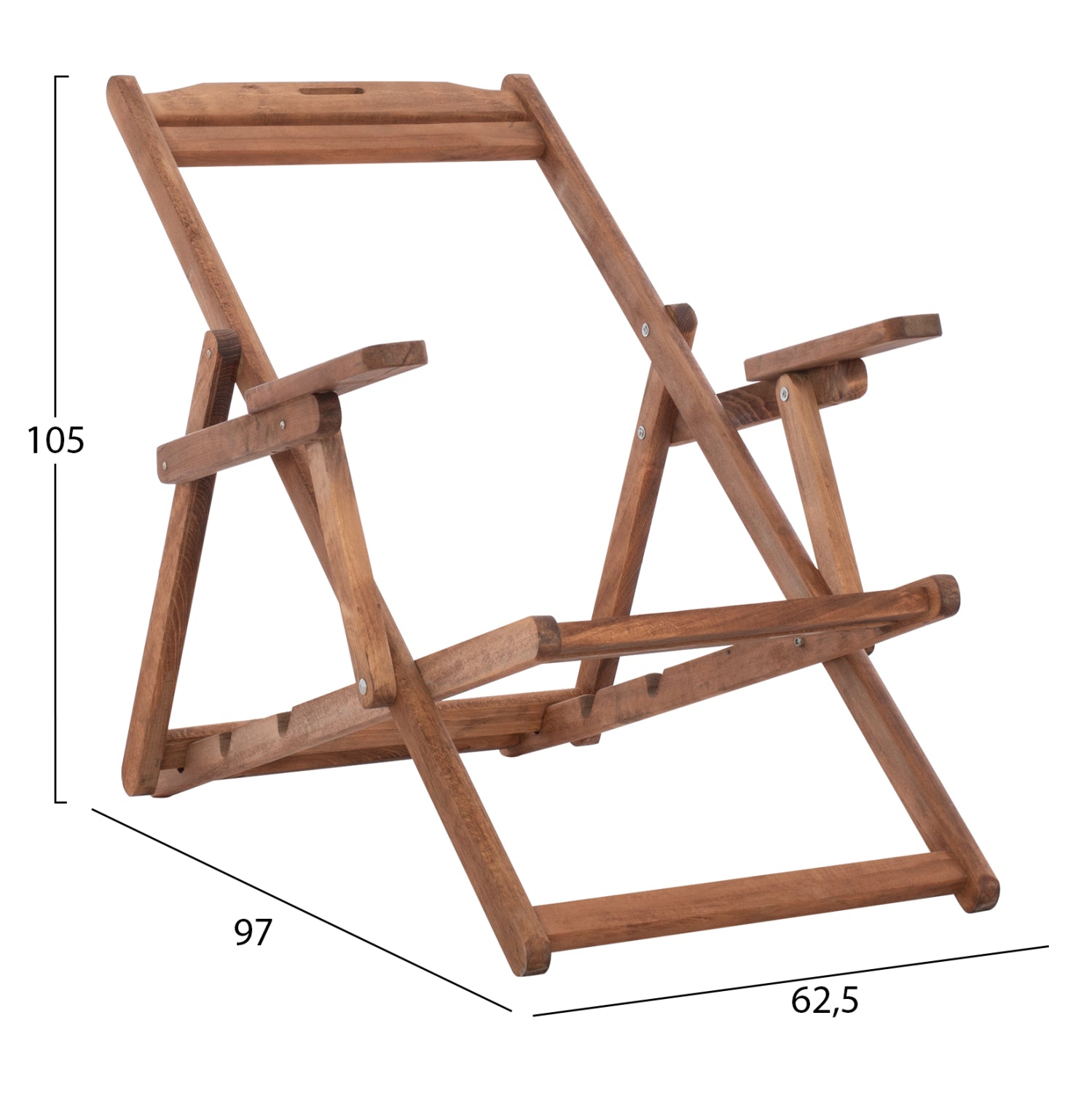 Лаундж стол LIMNOS с подлакътник орех 62.5x97x105 см