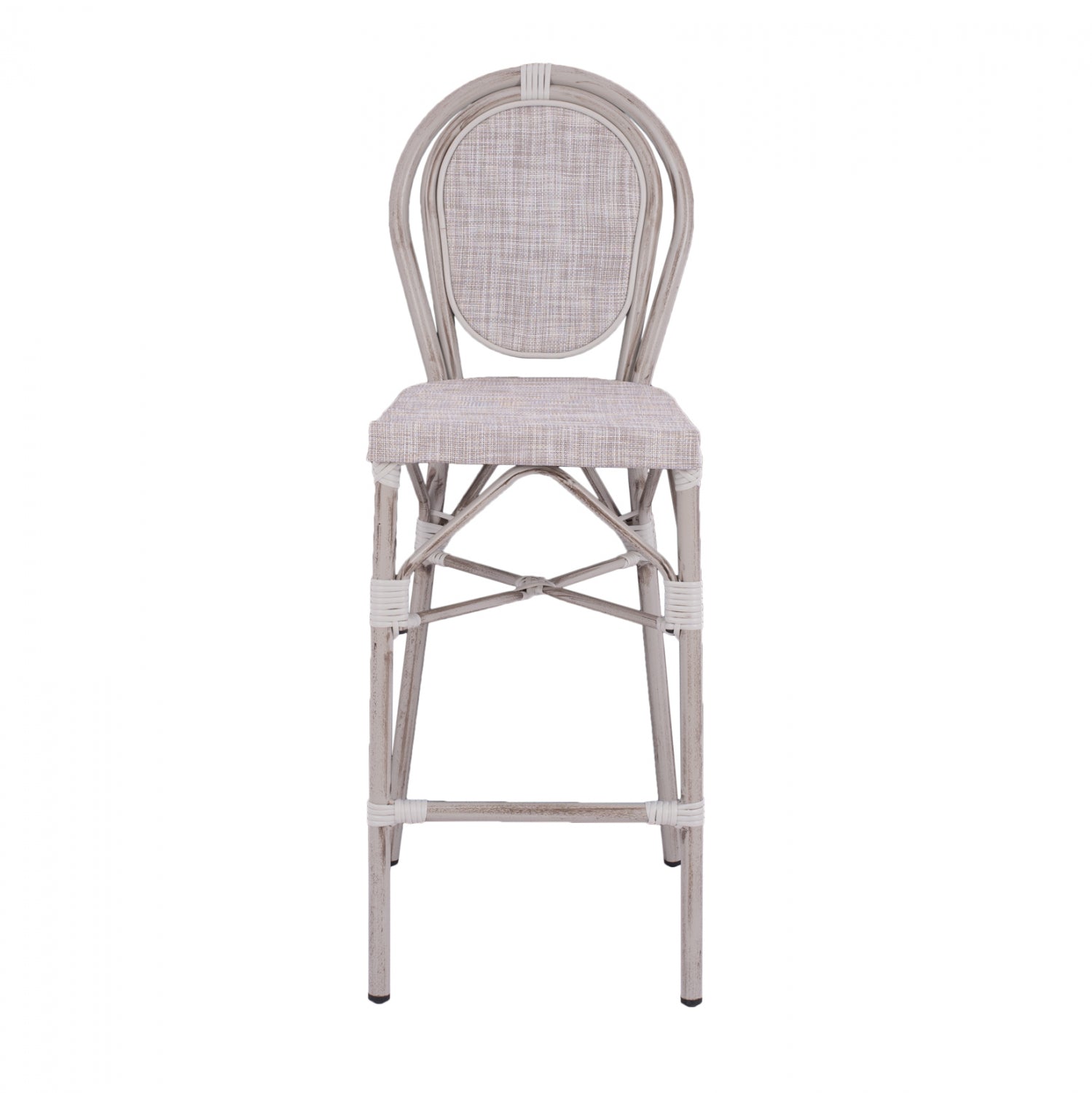 Пейка Алуминий Bamboo Look Бяла патина с текстил 47x61x115см