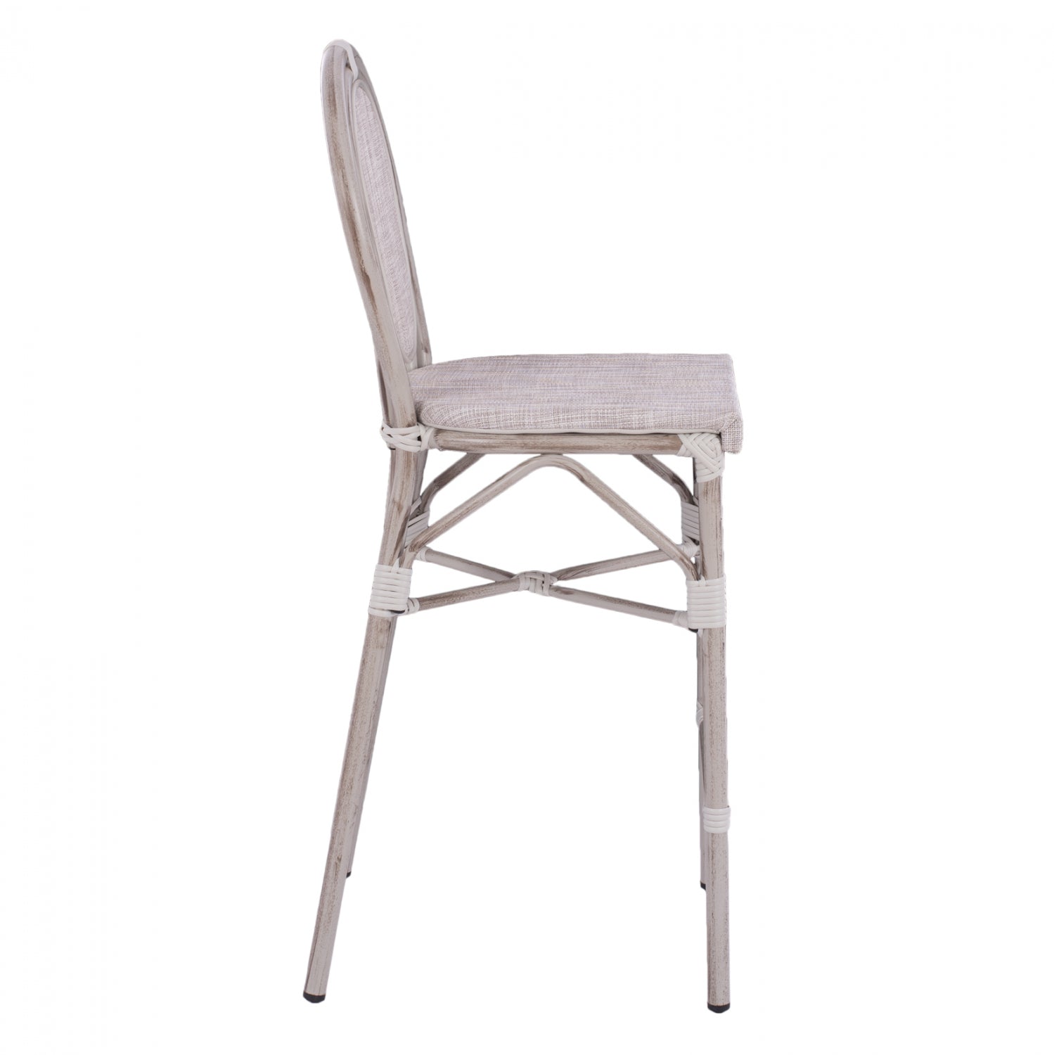 Пейка Алуминий Bamboo Look Бяла патина с текстил 47x61x115см