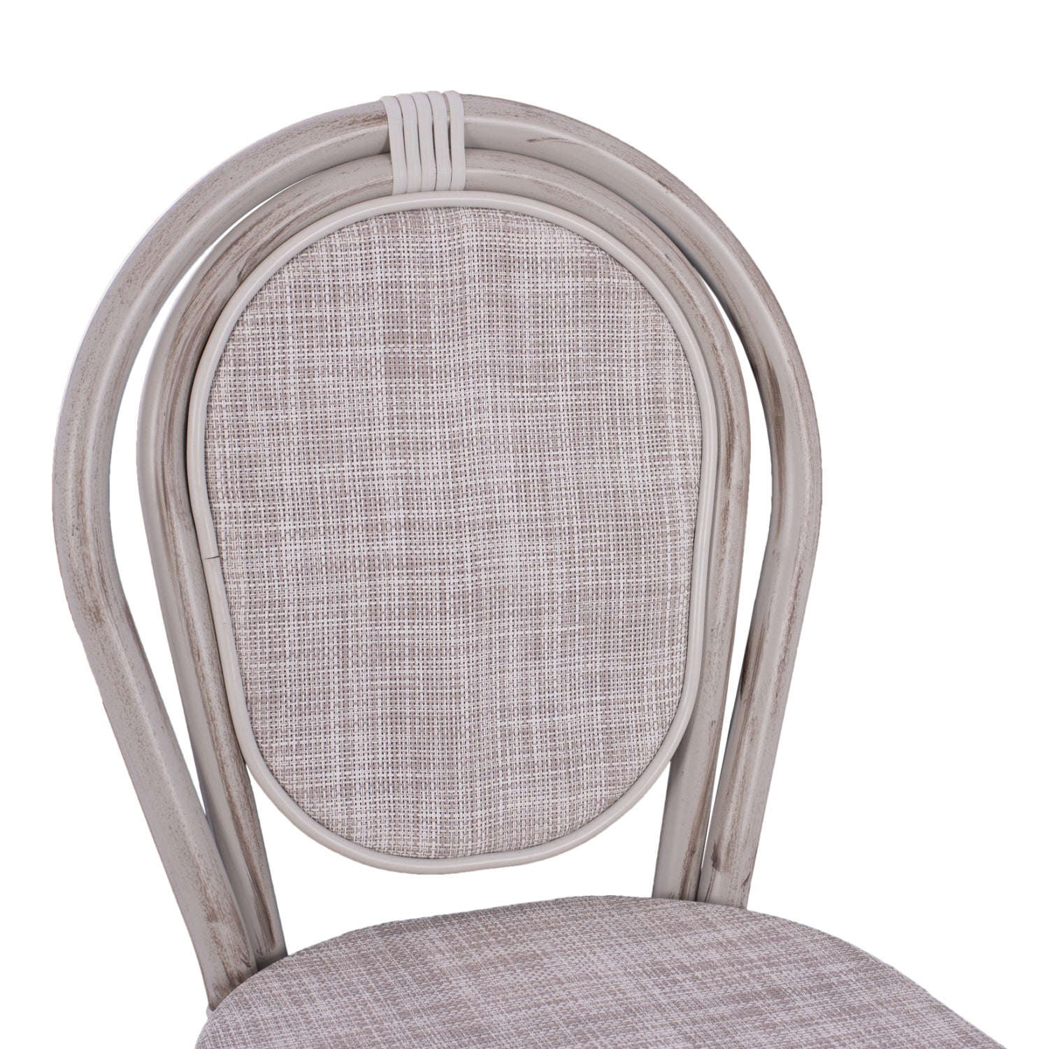 Пейка Алуминий Bamboo Look Бяла патина с текстил 47x61x115см
