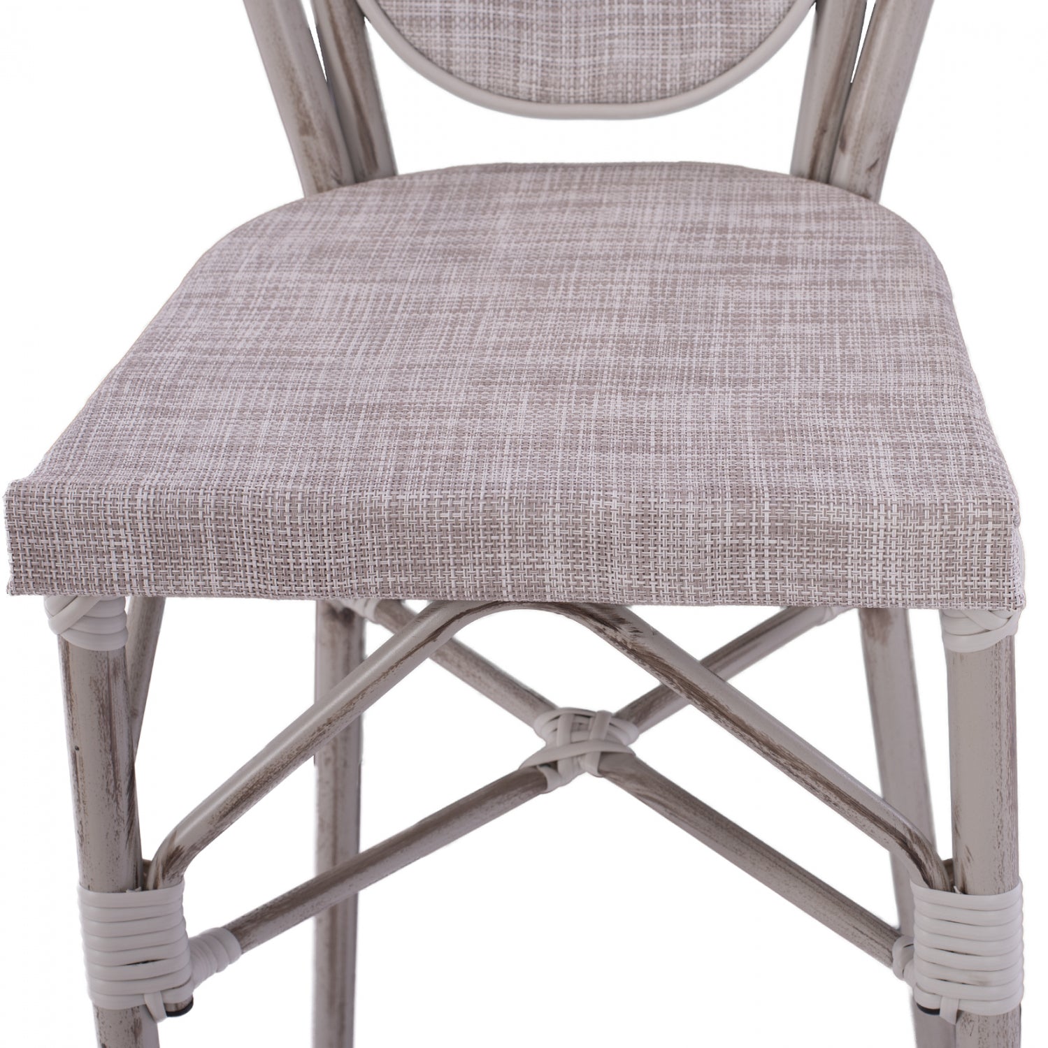 Пейка Алуминий Bamboo Look Бяла патина с текстил 47x61x115см
