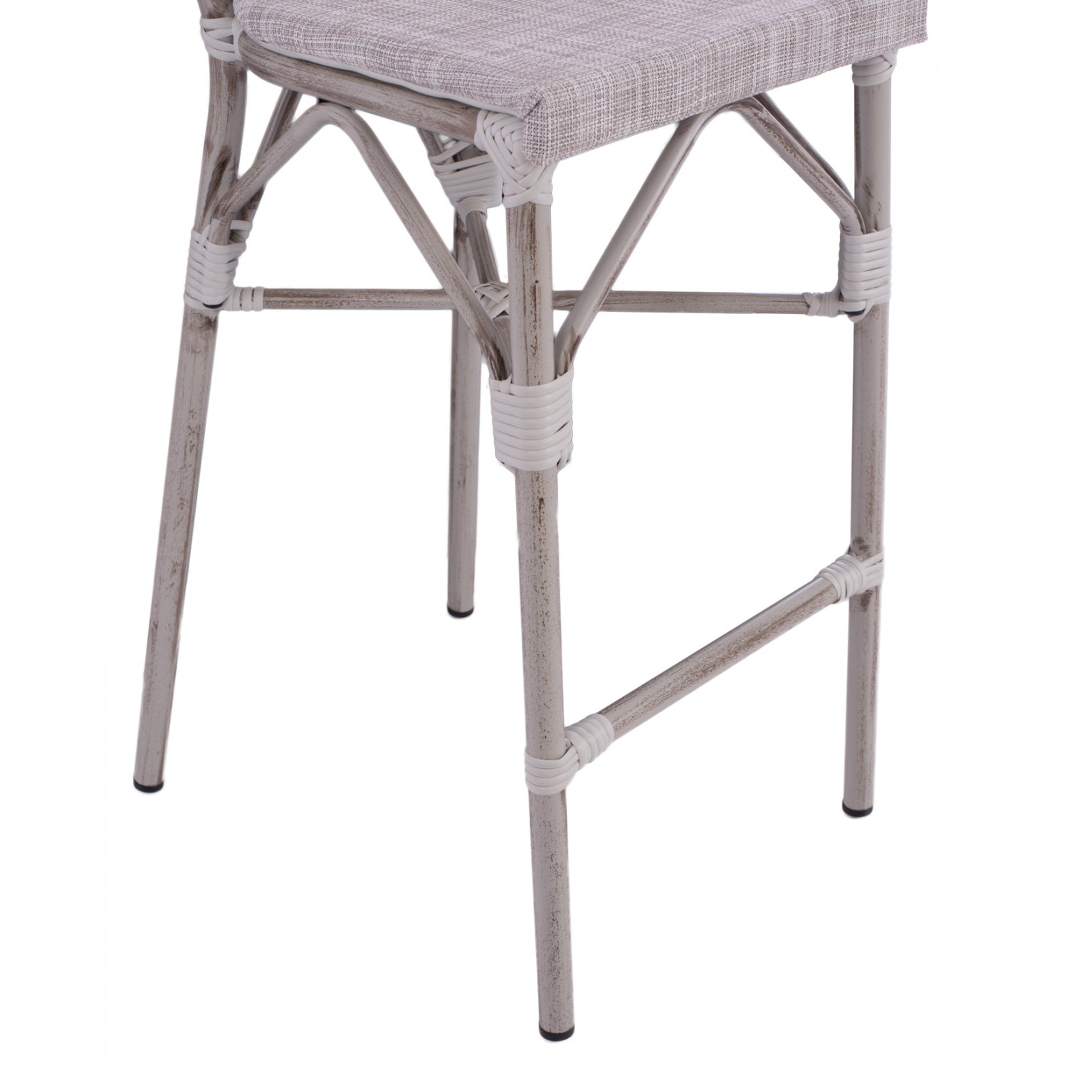 Пейка Алуминий Bamboo Look Бяла патина с текстил 47x61x115см