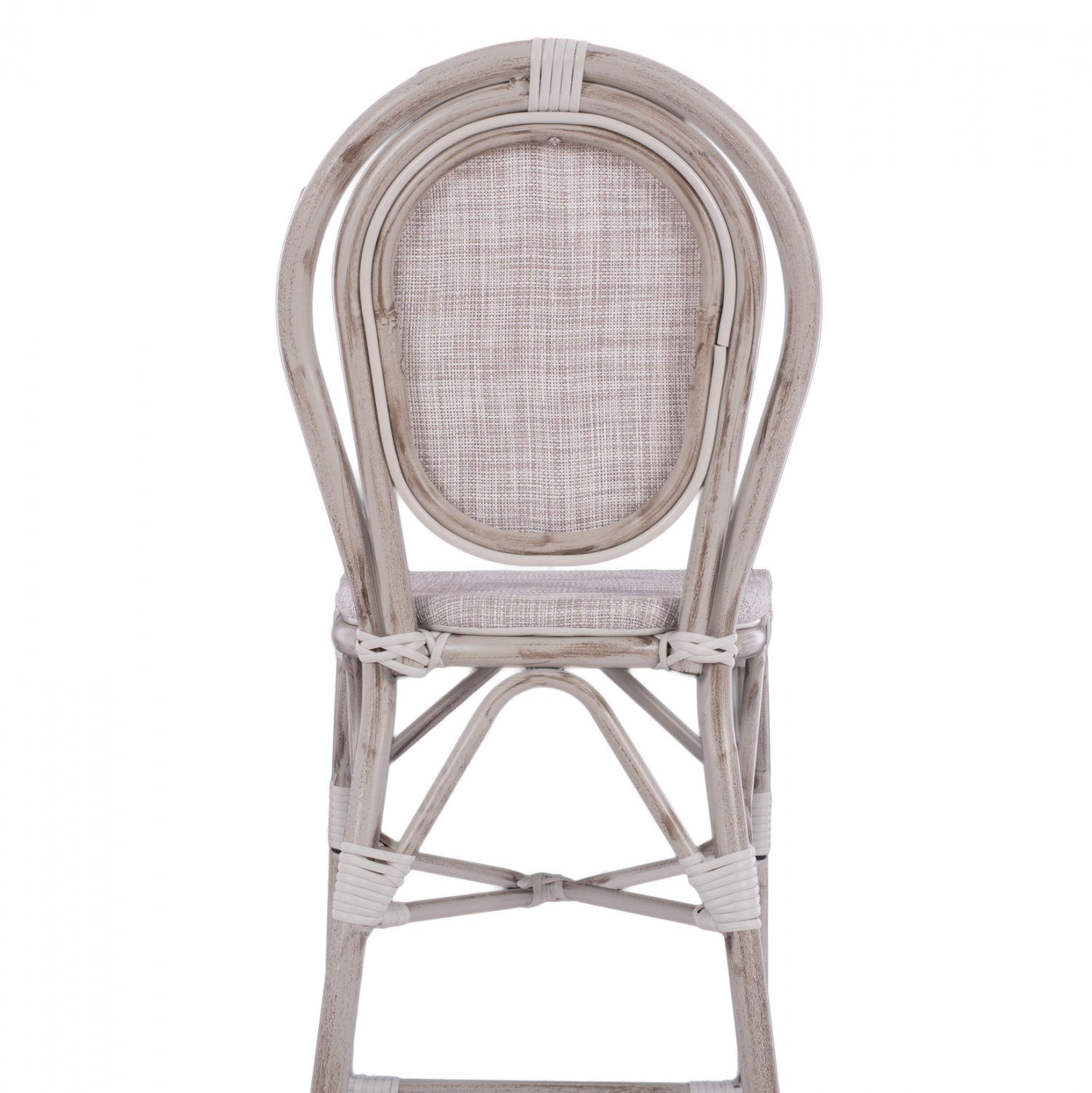 Пейка Алуминий Bamboo Look Бяла патина с текстил 47x61x115см
