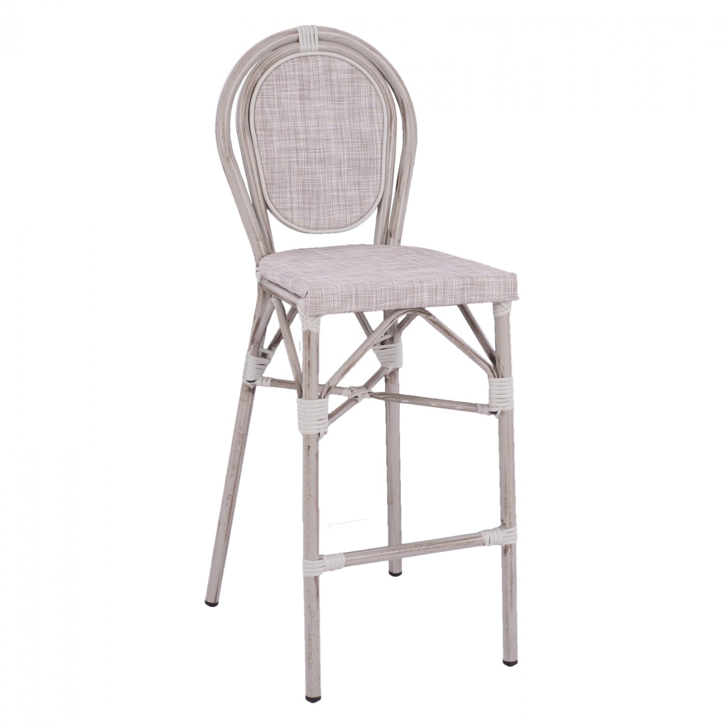 Пейка Алуминий Bamboo Look Бяла патина с текстил 47x61x115см