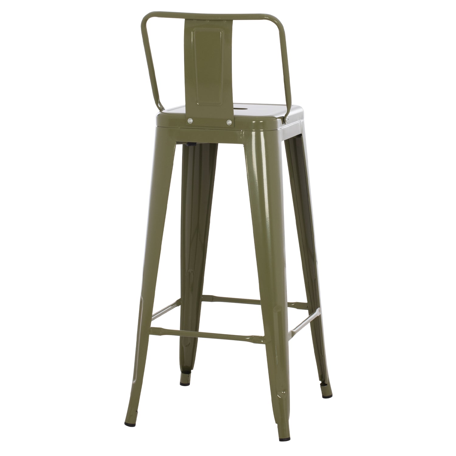 Бар стол с облегалка MELITA-PRO метал тъмнозелен маслинен 42x42x100Hсм.
