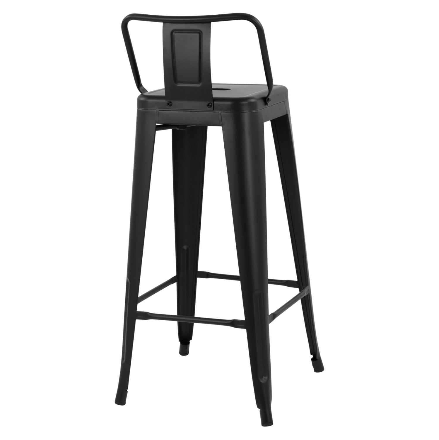 Бар стол Metallic Melita с облегалка Черен мат 43x43x95см