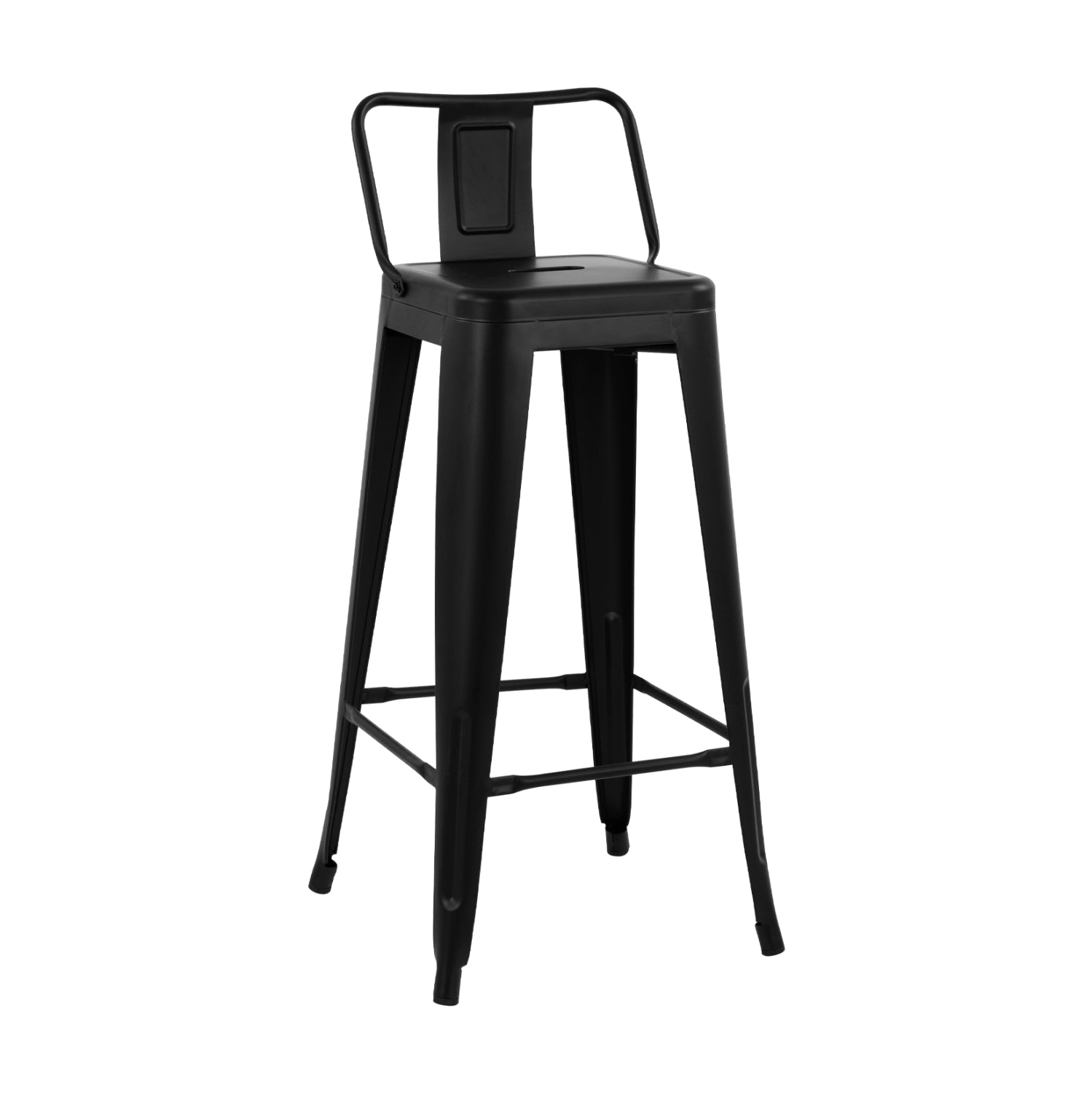 Бар стол Metallic Melita с облегалка Черен мат 43x43x95см