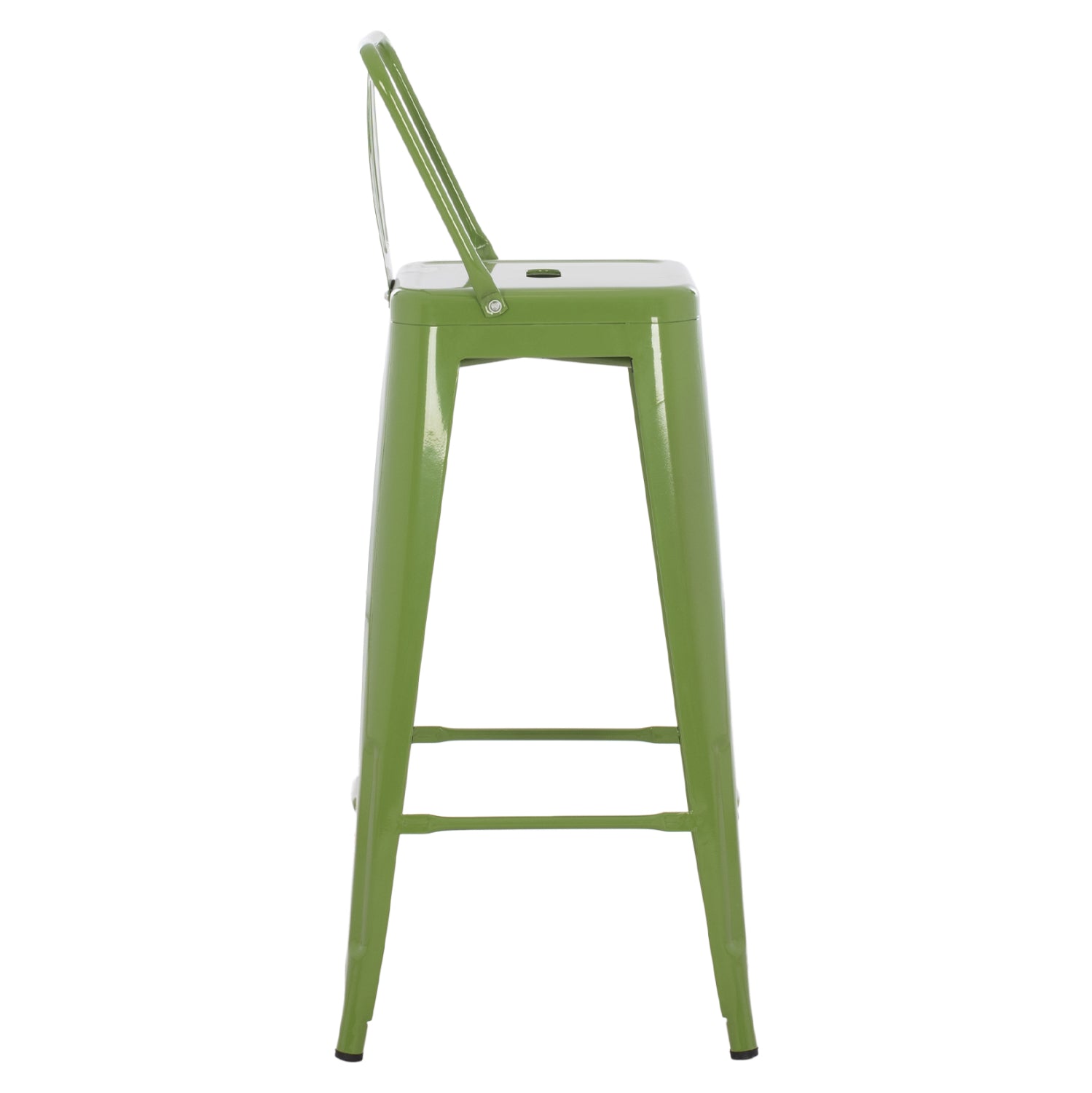 Метално бар столче MELITA с облегалка в светлозелен цвят Light Olive Green 43x43x100см.