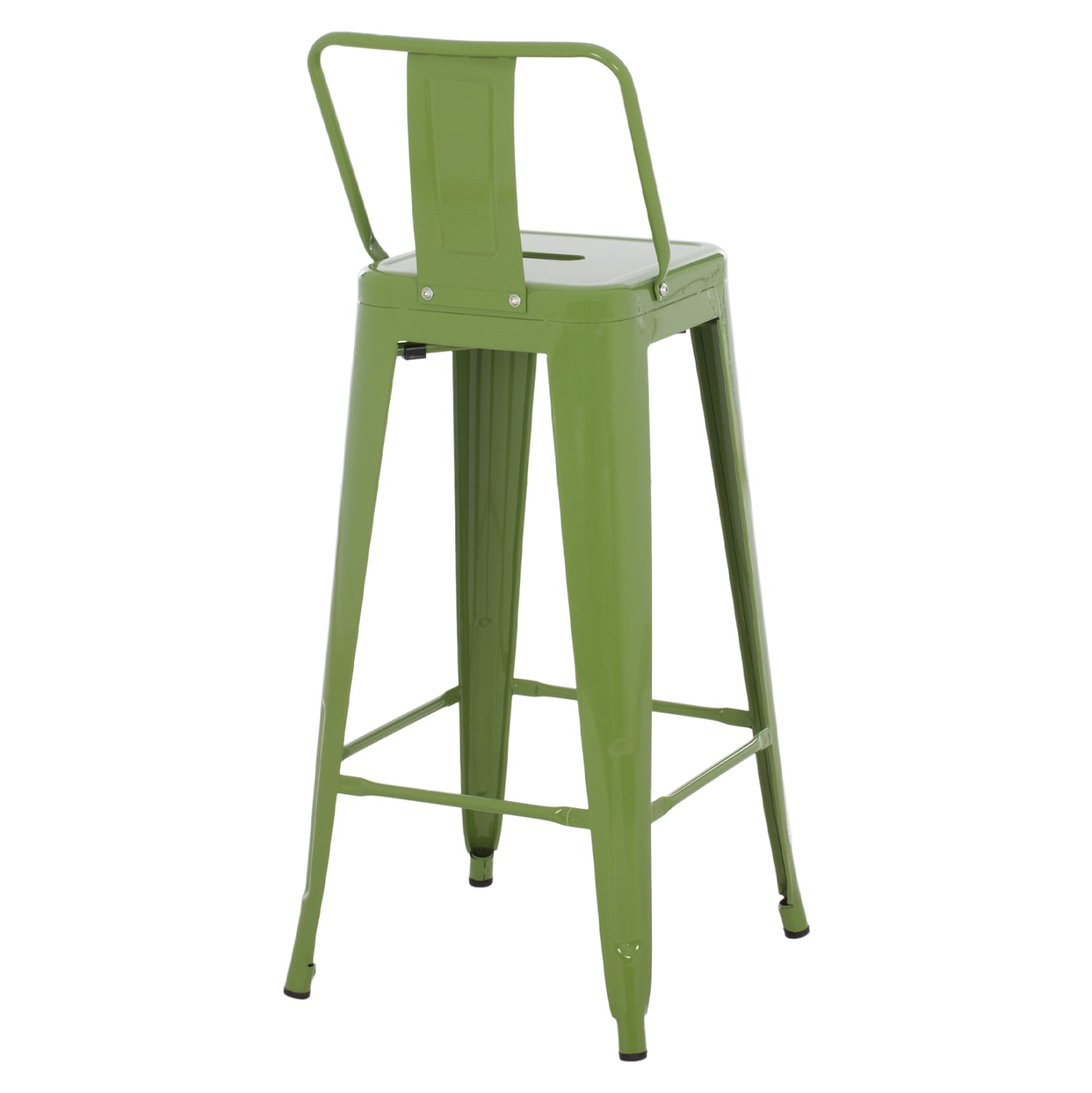 Метално бар столче MELITA с облегалка в светлозелен цвят Light Olive Green 43x43x100см.