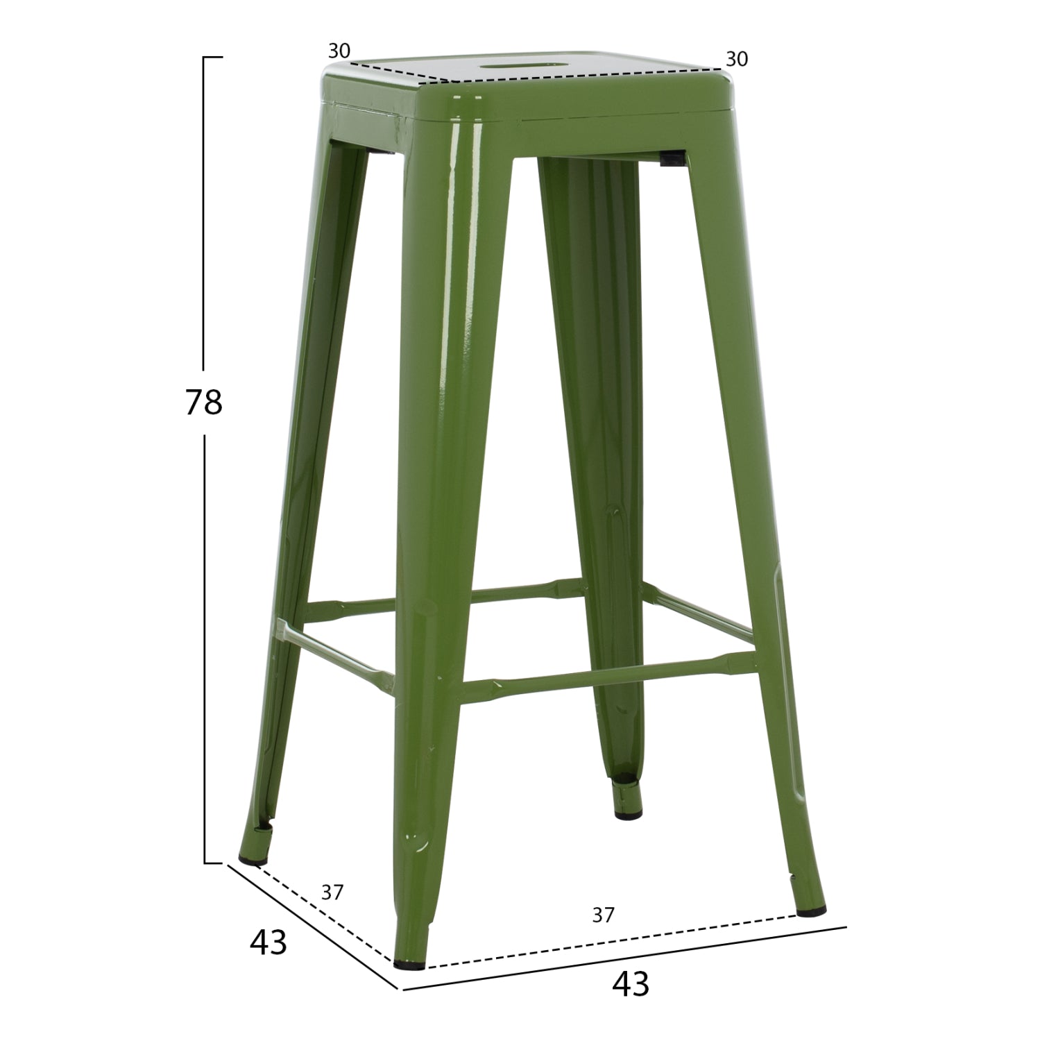Метално бар столче MELITA в светлозелен цвят Light Olive Green 43x43x78см.