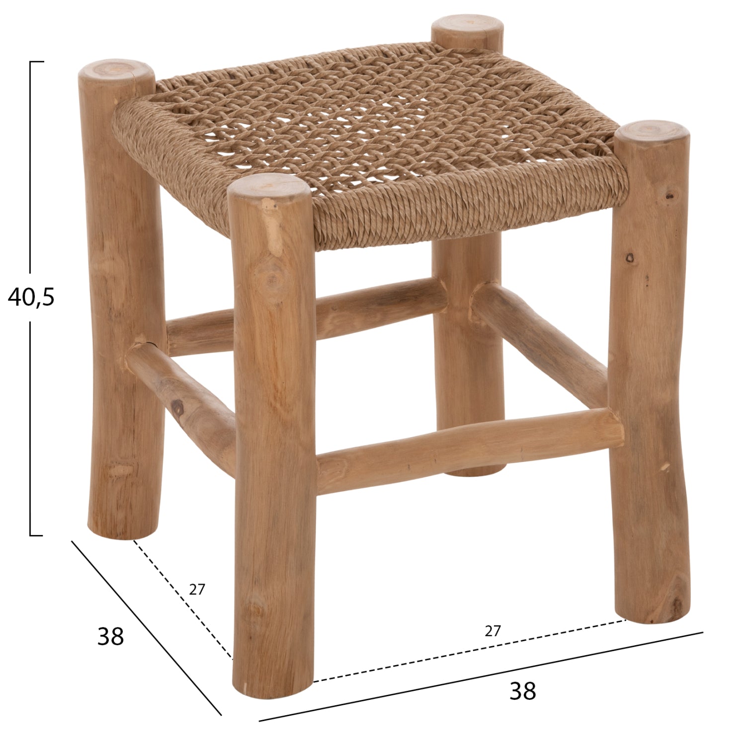 ПОДСТАВКА LONDER ТИКОВА ДЪРВЕСИНА И СИНТЕТИЧЕН РАТАН ЕСТЕСТВЕН 38x38x40.5Hсм.