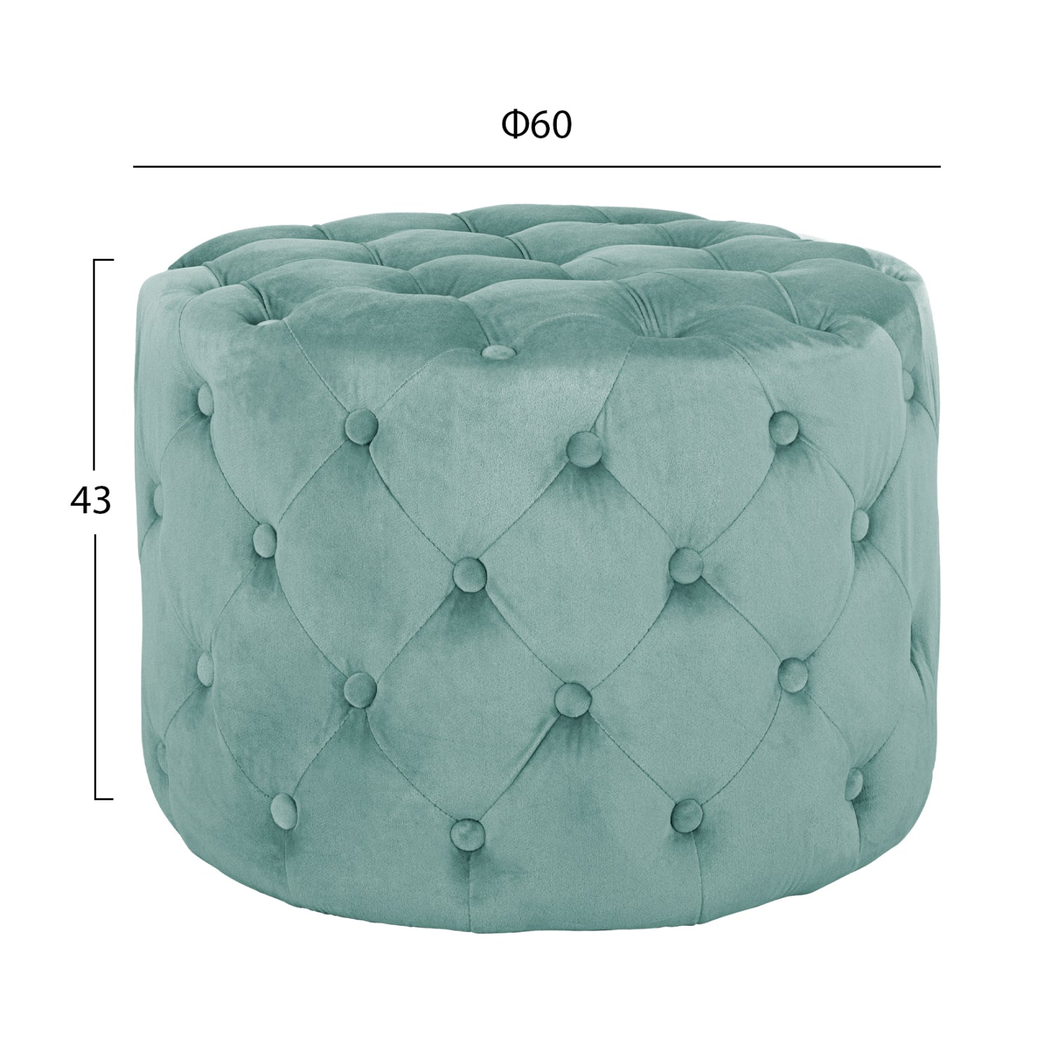 СТОЛ KASSIE ПИСТАЧЕНО ЗЕЛЕН ВЕЛУР, МОДЕЛ CHESTERFIELD Φ60X43Hсм.