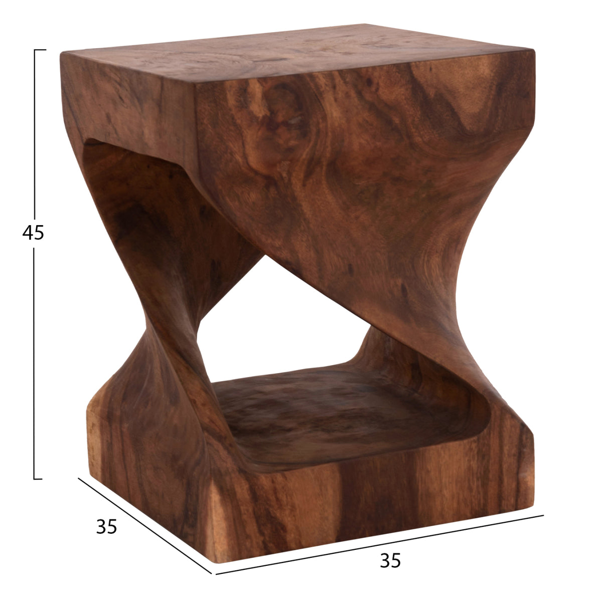 КВАДРАТЕН СТОЛ GEBO SUAR ДЪРВЕСИНА В ТЪМЕН ЕСТЕСТВЕН ЦВЯТ 35x35x45Hсм.