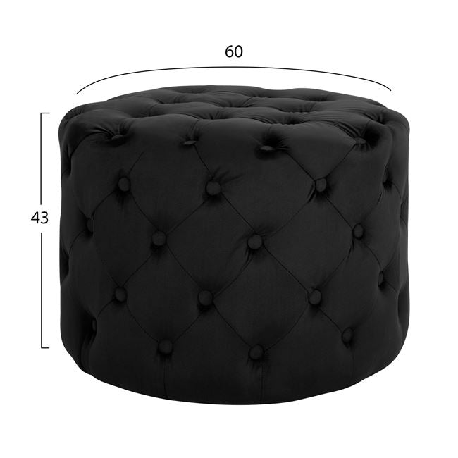 Стол Kassie черен велур тип Chesterfield D60x43h см