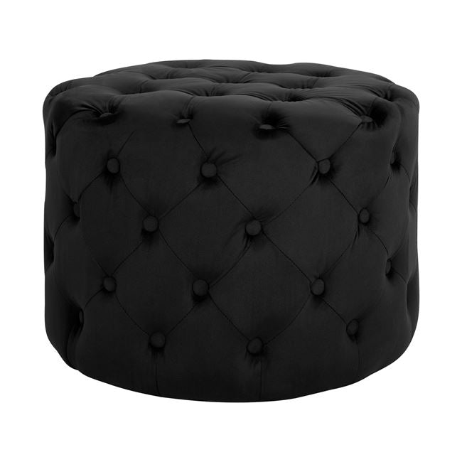 Стол Kassie черен велур тип Chesterfield D60x43h см