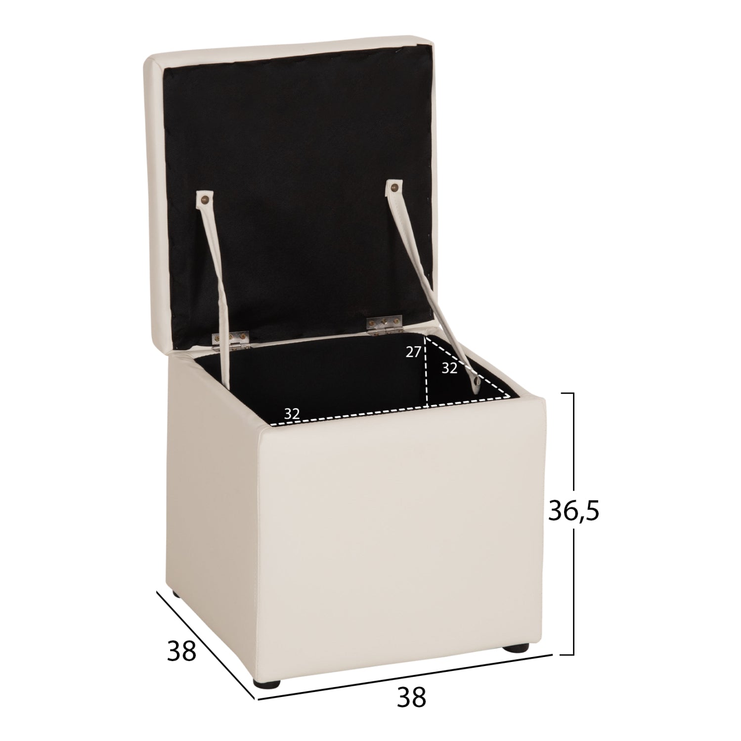 Стол PRO CUBE PU с място за съхранение - бял 38x38x36.5Hсм