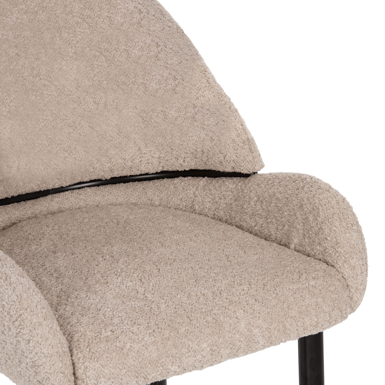 Бар стол средна височина с плат BOUCLE в екрю, метални крака 55x62x105H cm.