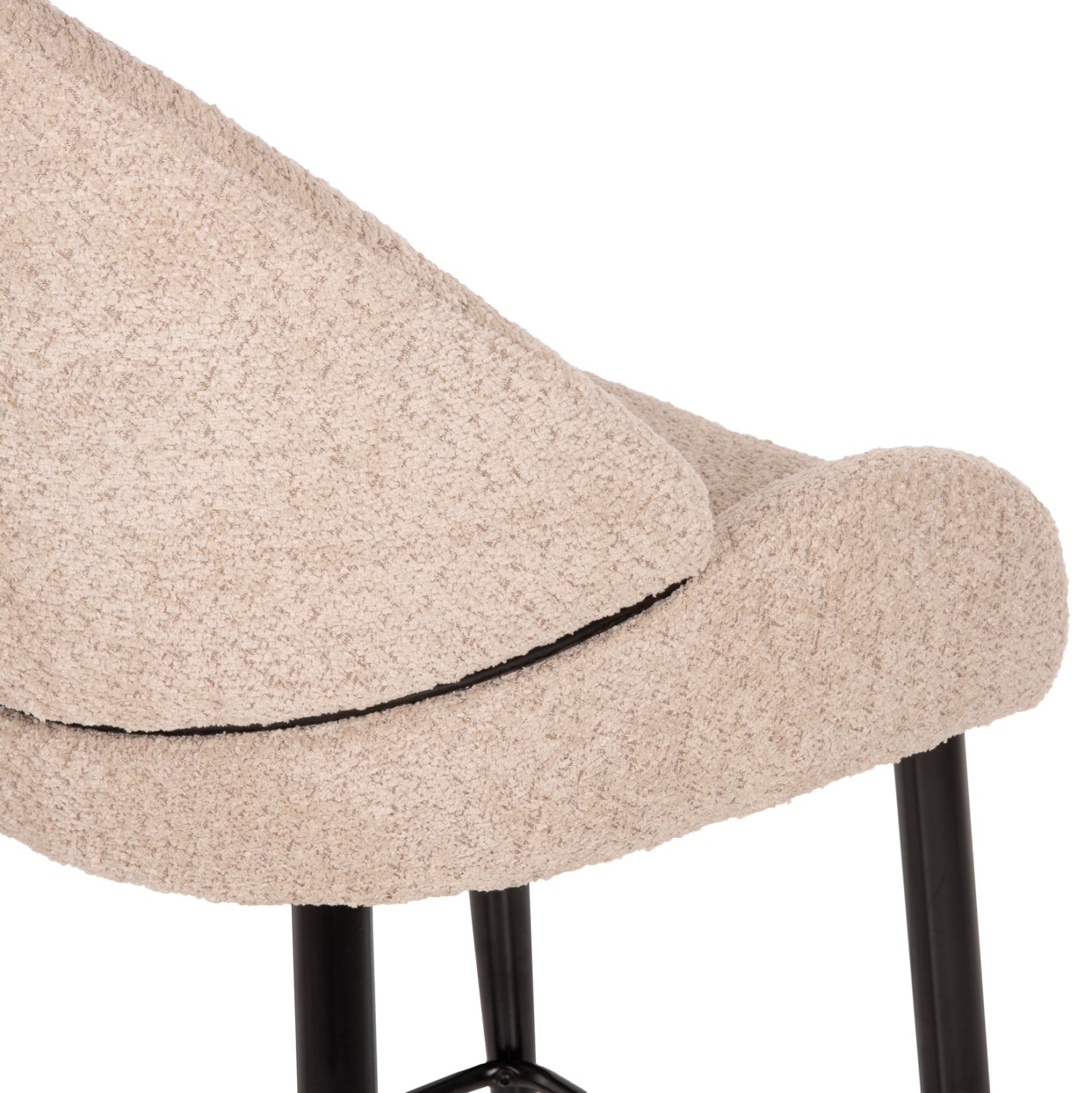 Бар стол средна височина с плат BOUCLE в екрю, метални крака 55x62x105H cm.