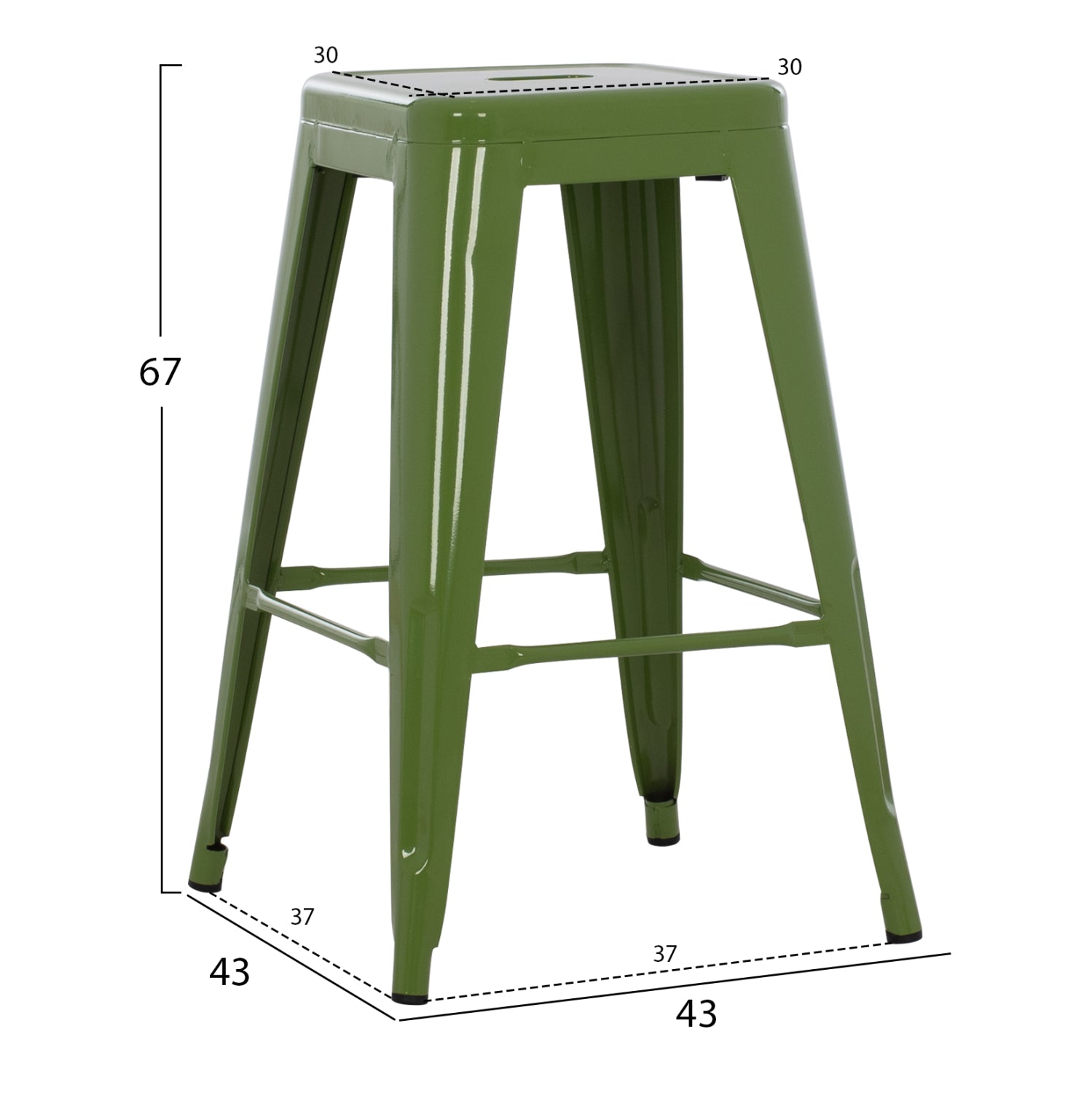 Метално столче със средна височина MELITA в светлозелен цвят Light Olive Green 43x43x67см.