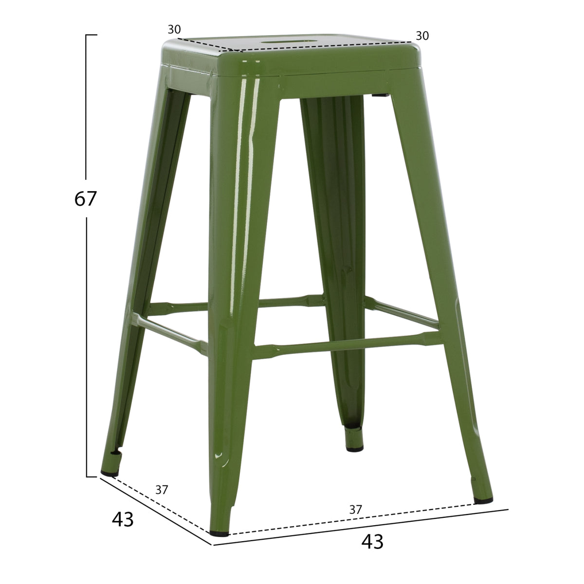 Метално столче със средна височина MELITA в светлозелен цвят Light Olive Green 43x43x67см.