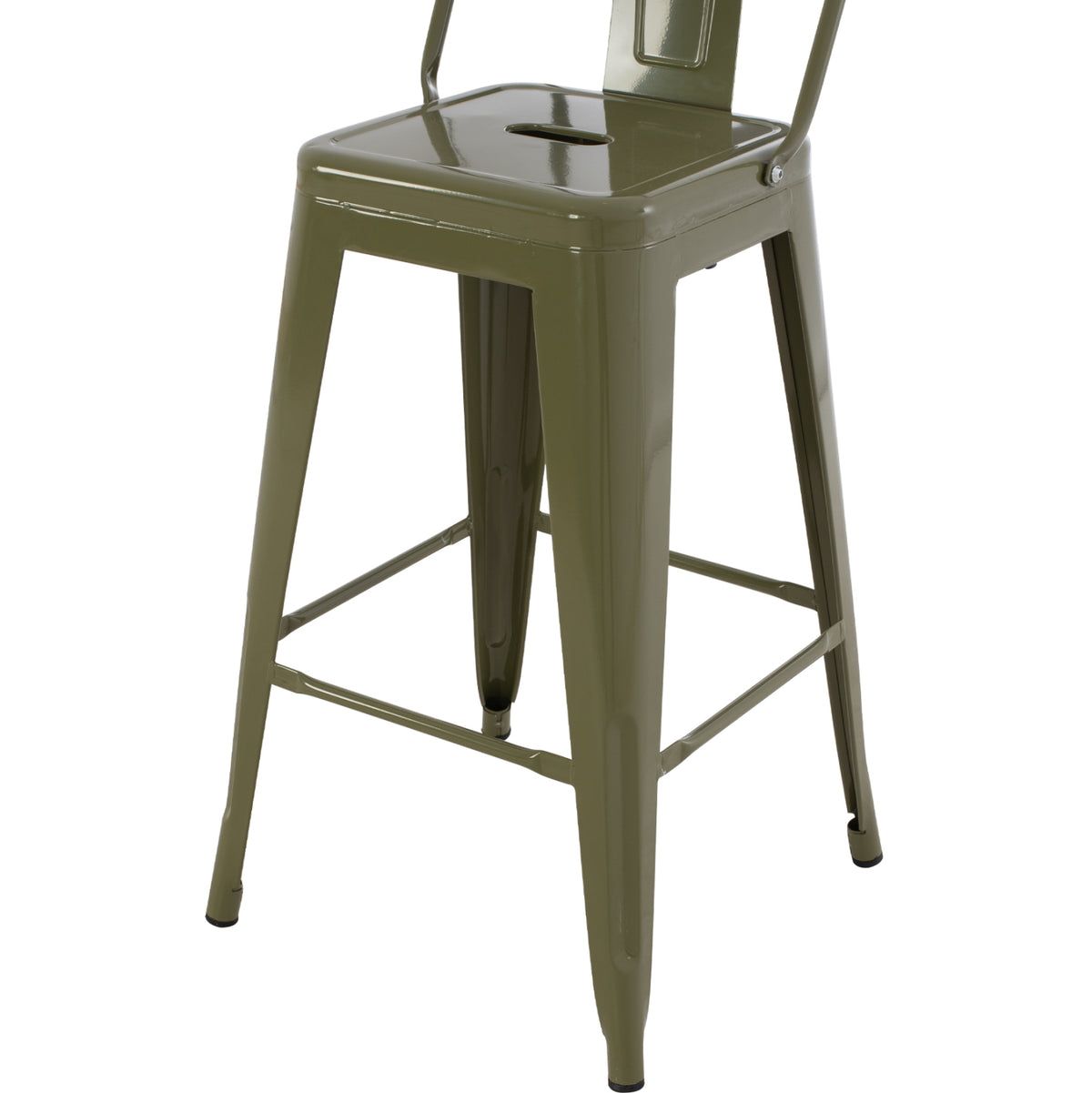 Метално столче MELITA със средна височина в тъмнозелен цвят Dark Olive Green 42x42x98см.