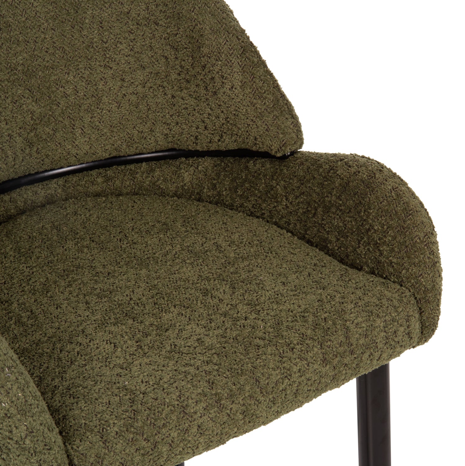 Бар стол средна височина с плат BOUCLE в зелено, метални крака 55x62x105H cm.