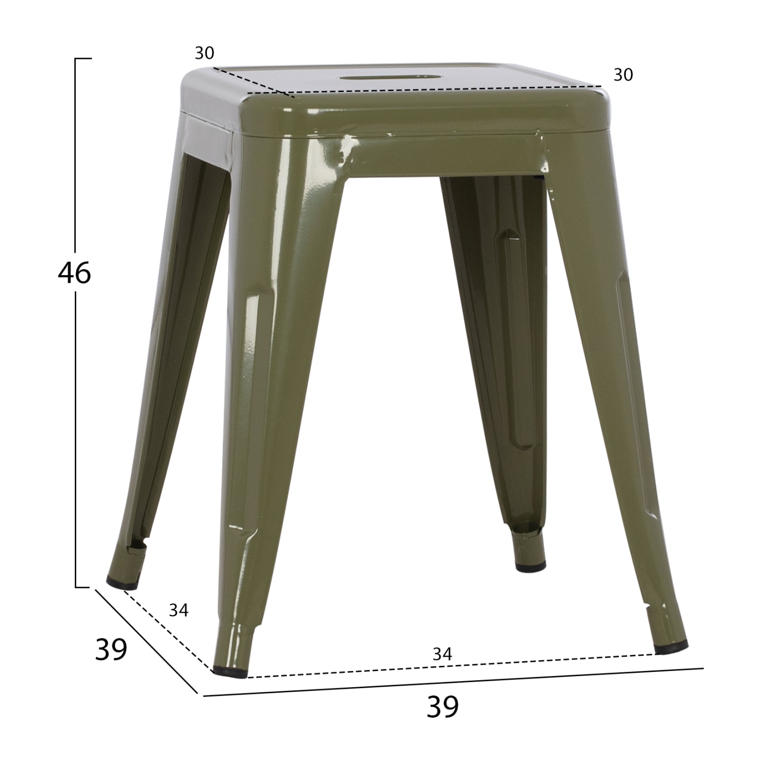 Столче MELITA метал в тъмно маслинен цвят 37x37x45Hсм.