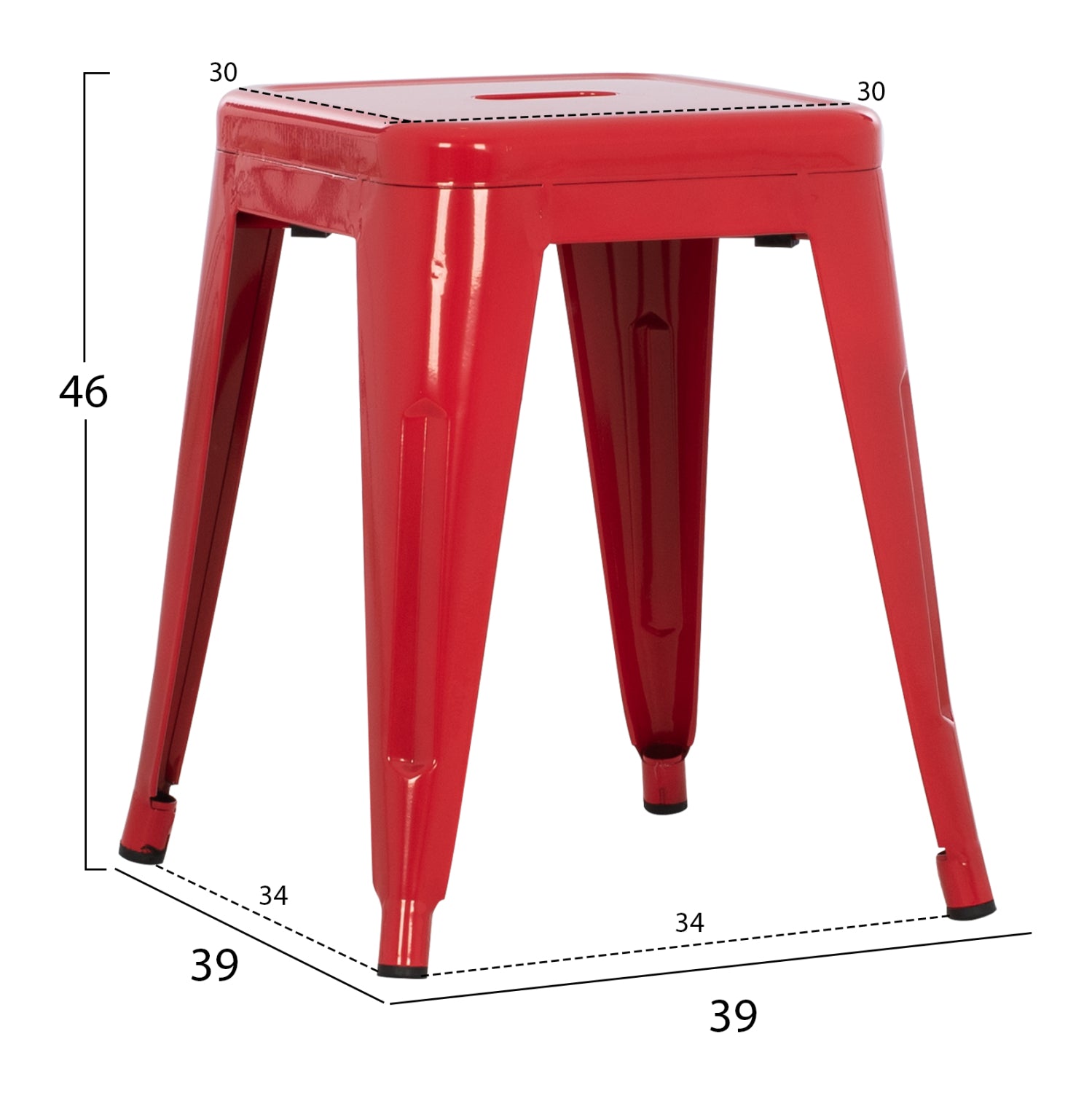 Столче MELITA метал в червен цвят 37x37x45Hсм.