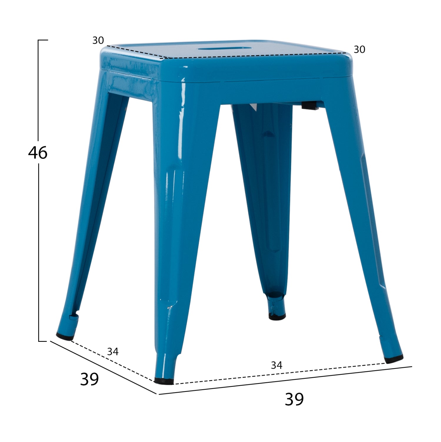 Столче MELITA метал в син цвят 37x37x45Hсм.