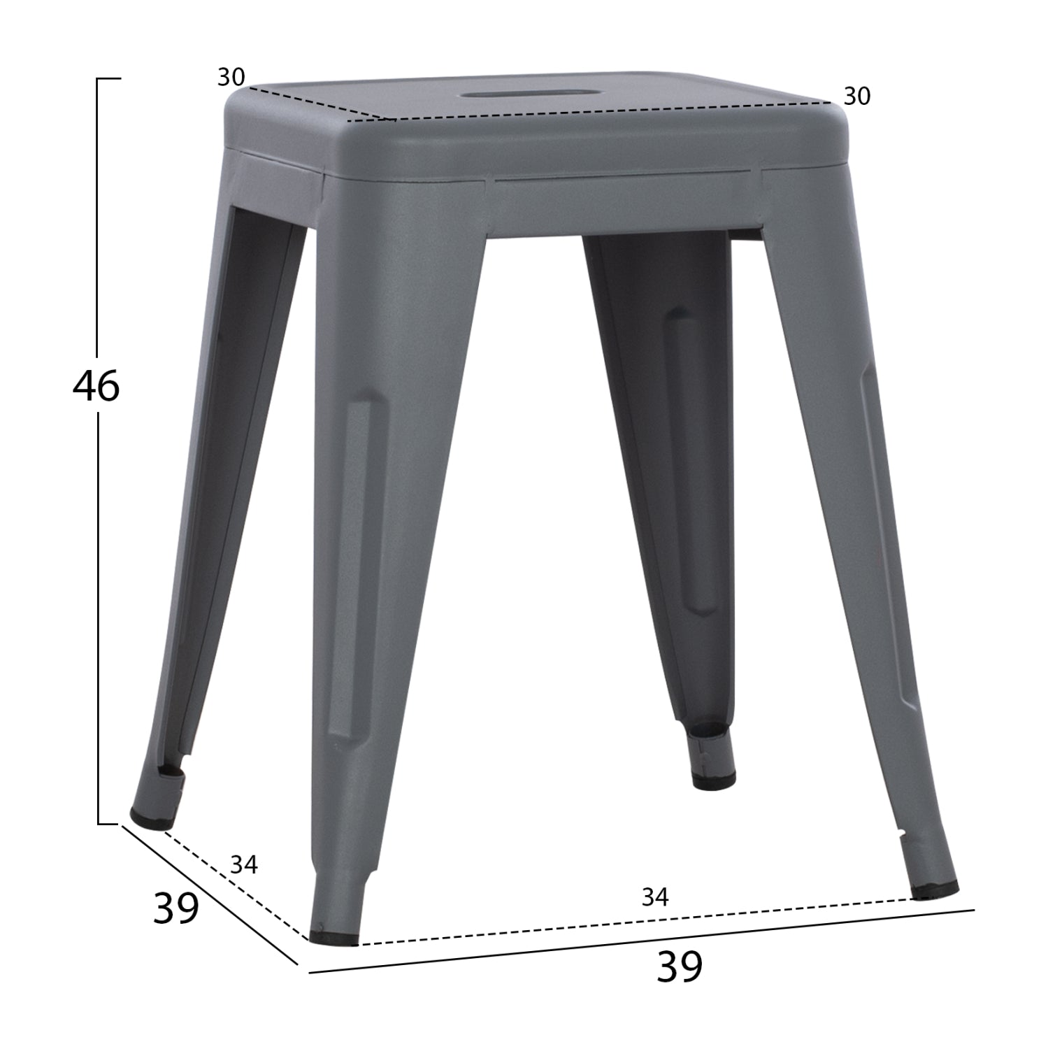 Столче MELITA метал в матово сив цвят 37x37x45Hсм.