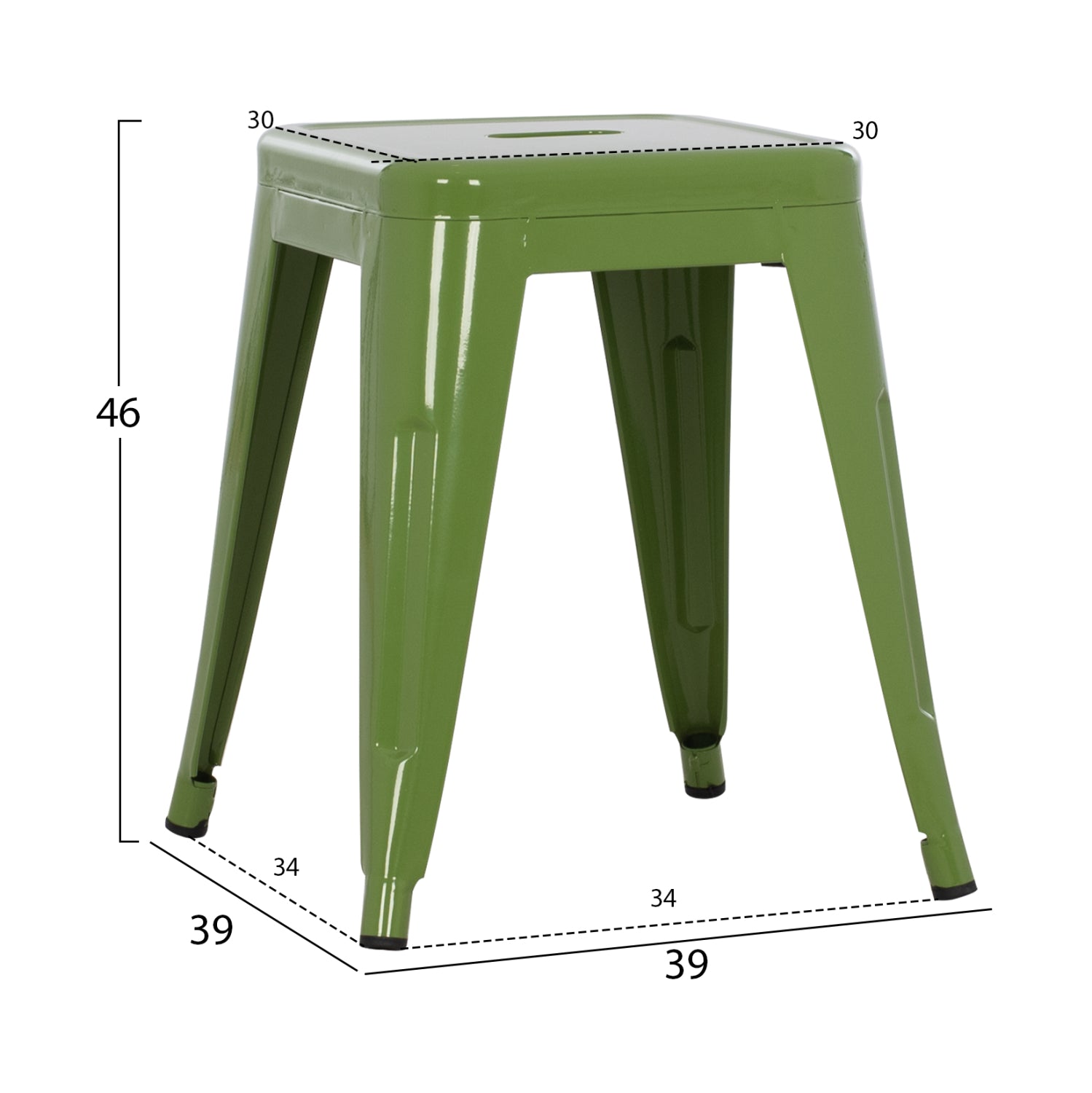 Столче MELITA метал в светло маслиненозелен цвят 37x37x45Hсм.