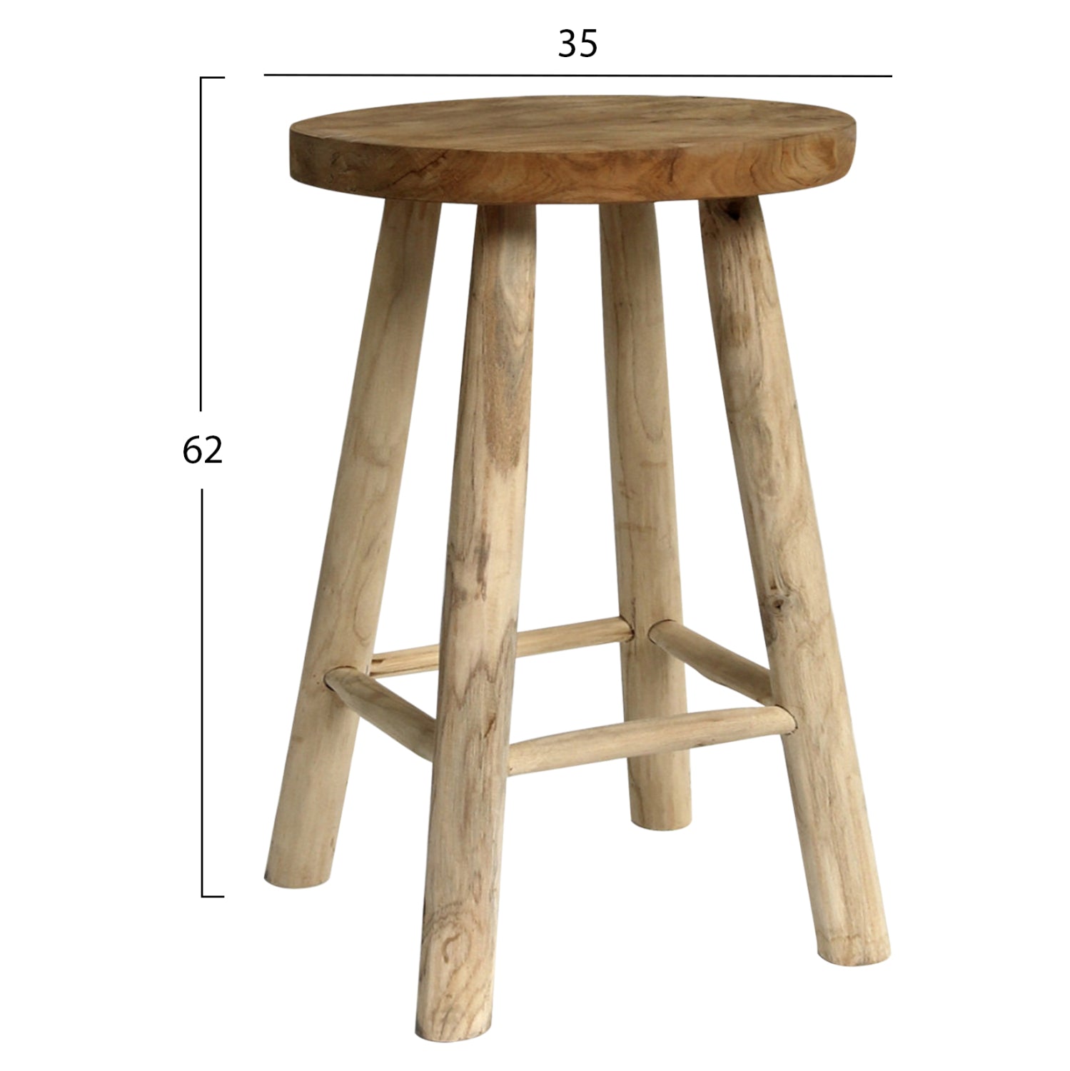 СТОЛЧЕ ОТ ТИКОВА ДЪРВО ЕСТЕСТВЕН Φ35x62Hcm.