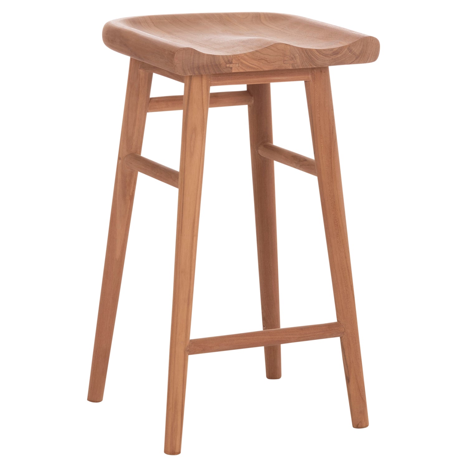 Бар стол BOLMAR от тиково дърво в естествен цвят 40.5x44x74Hсм.