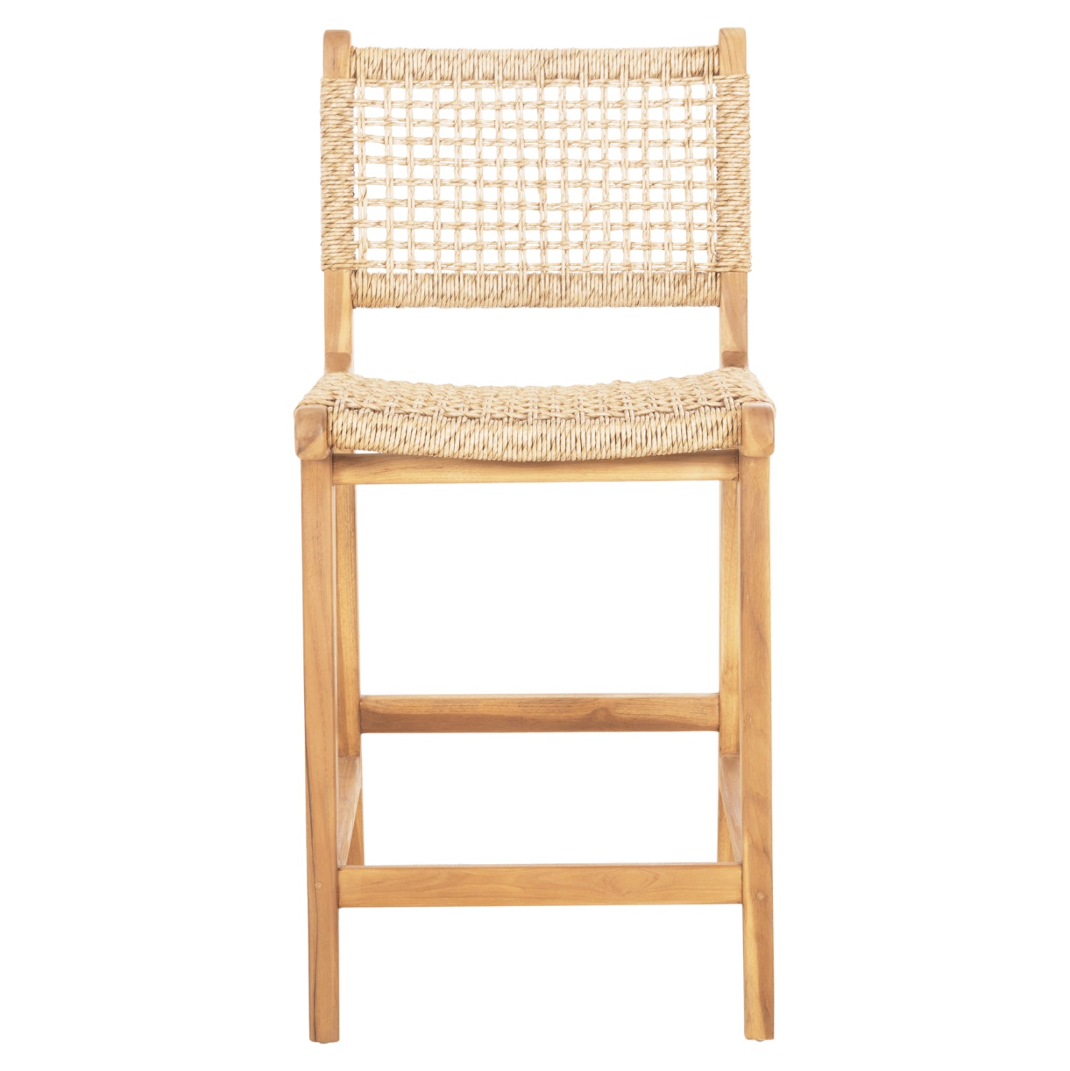 БАР СТОЛ С ПОДДРЪЖКА NESHA ТИКОВА ДЪРВЕСИНА И ВЪЖЕ VIRO 46x48.5x96H см.