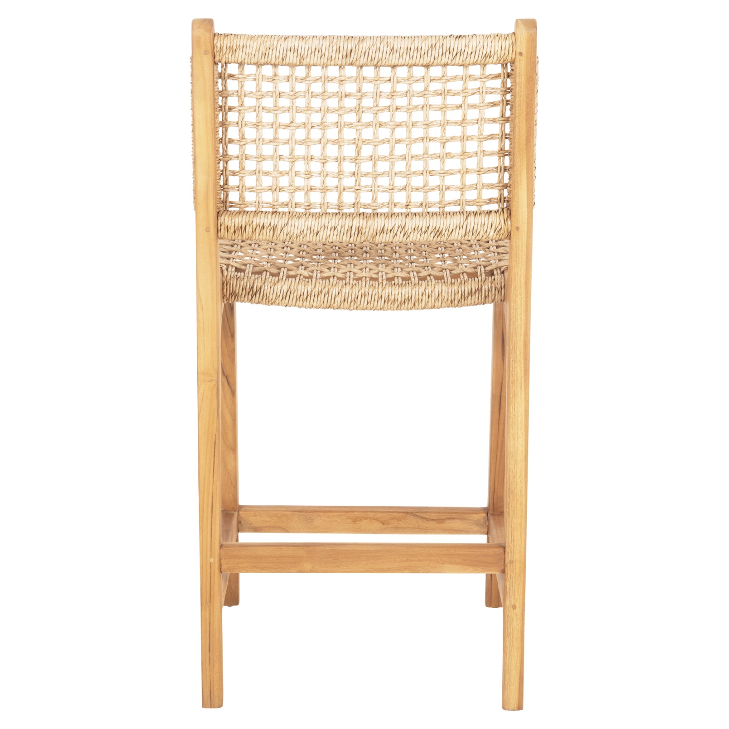 БАР СТОЛ С ПОДДРЪЖКА NESHA ТИКОВА ДЪРВЕСИНА И ВЪЖЕ VIRO 46x48.5x96H см.