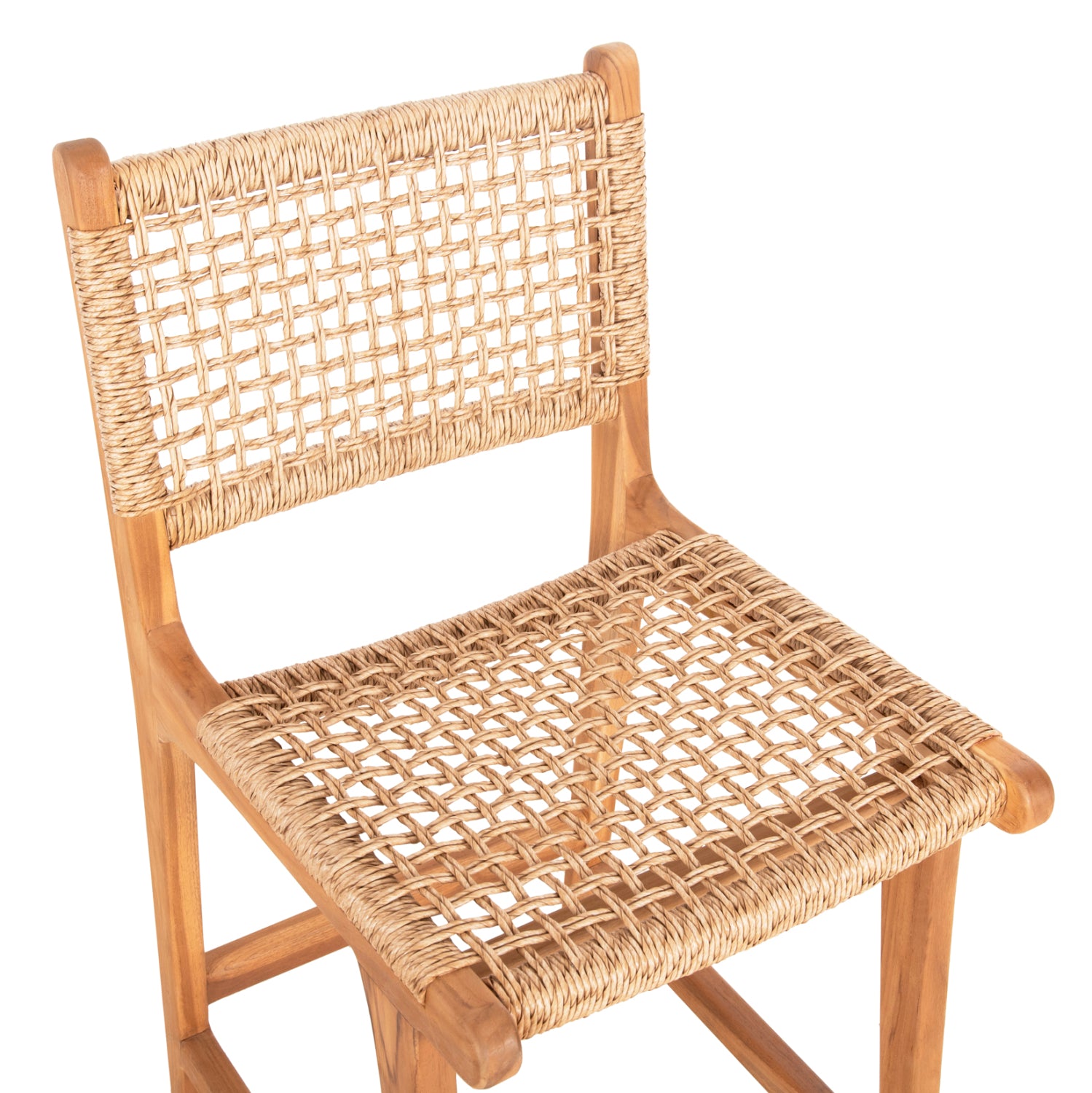 БАР СТОЛ С ПОДДРЪЖКА NESHA ТИКОВА ДЪРВЕСИНА И ВЪЖЕ VIRO 46x48.5x96H см.